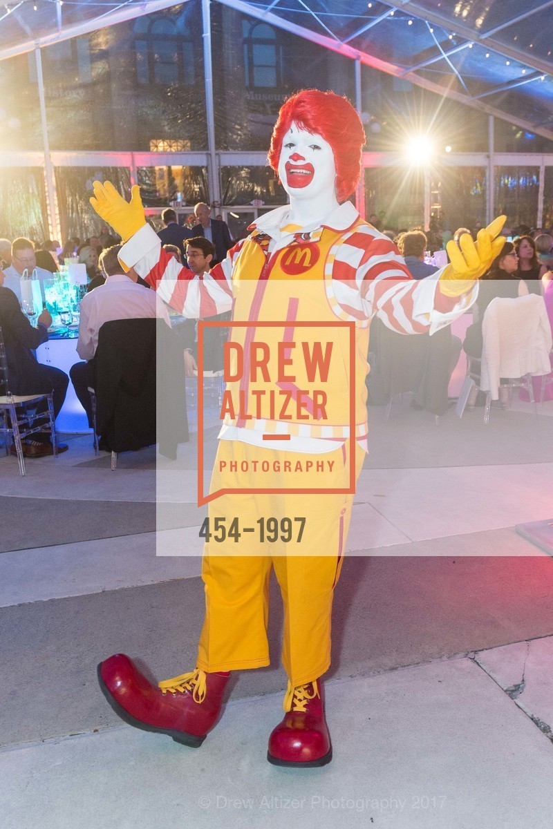 Ronald McDonald, Ronald McDonald House at Stanford's 2017 House Party!, "Expect the Unexpected", San Mateo County History Museum and it's square. 2200 Broadway Redwood City, California 94063, April 1st, 2017, Photo #454-1997 Ronald McDonald, Photo #454-1997