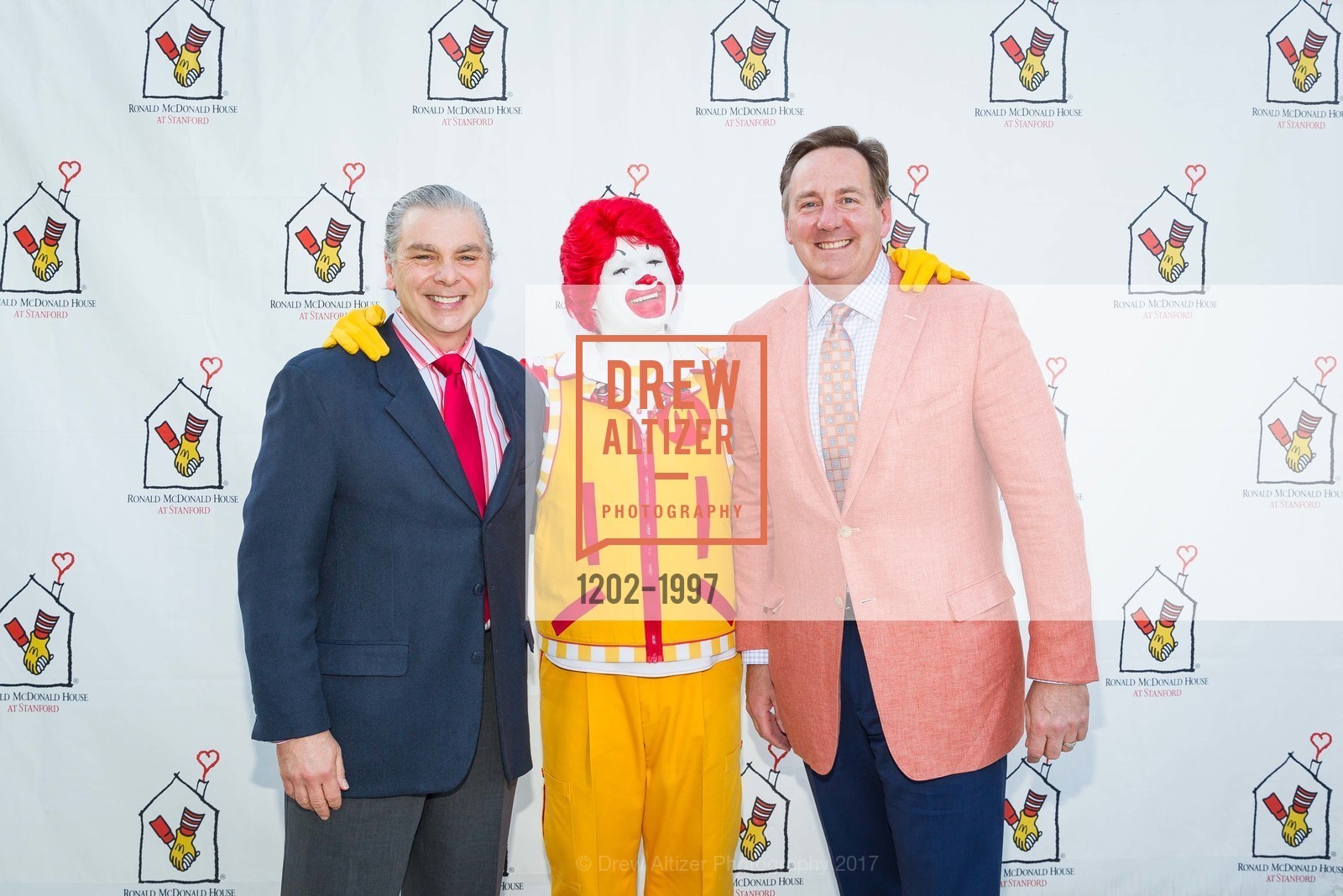 Albert Pisani, Ronald McDonald, Jay McCullough, Ronald McDonald House at Stanford's 2017 House Party!, "Expect the Unexpected", San Mateo County History Museum and it's square. 2200 Broadway Redwood City, California 94063, April 1st, 2017, Photo #1202-1997 Albert Pisani, Ronald McDonald, Jay McCullough, Photo #1202-1997