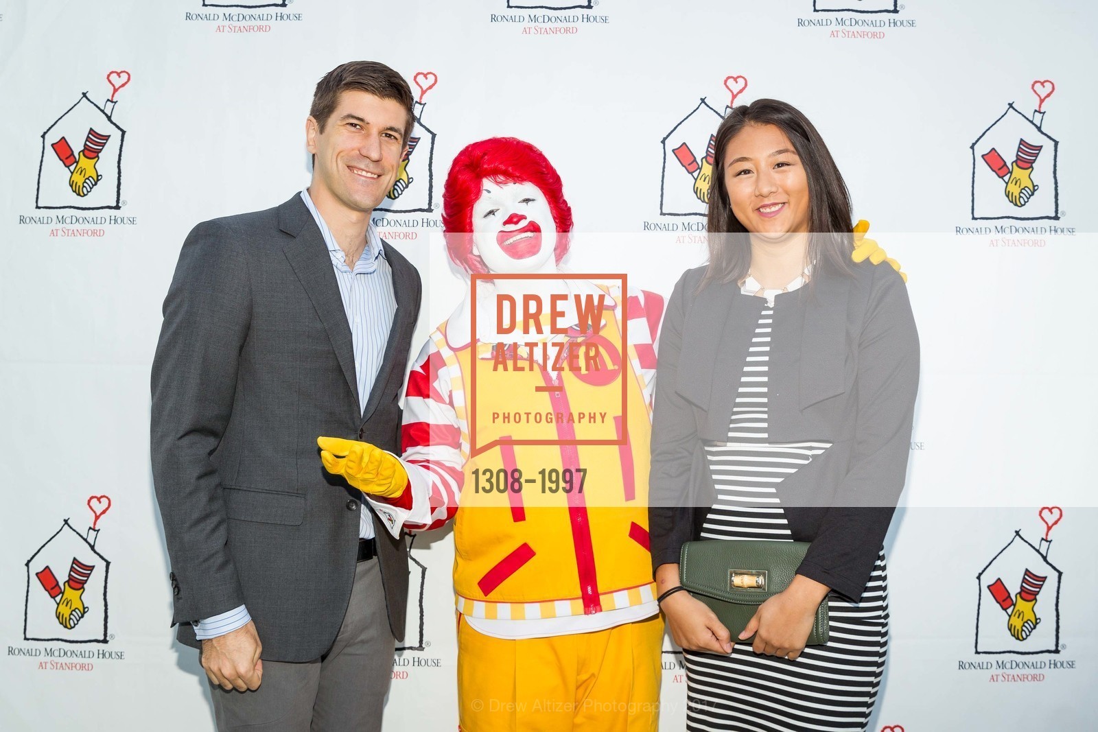 Jonathan Asmis, Ronald McDonald, Sherin Woo, Ronald McDonald House at Stanford's 2017 House Party!, "Expect the Unexpected", San Mateo County History Museum and it's square. 2200 Broadway Redwood City, California 94063, April 1st, 2017, Photo #1308-1997 Jonathan Asmis, Ronald McDonald, Sherin Woo, Photo #1308-1997