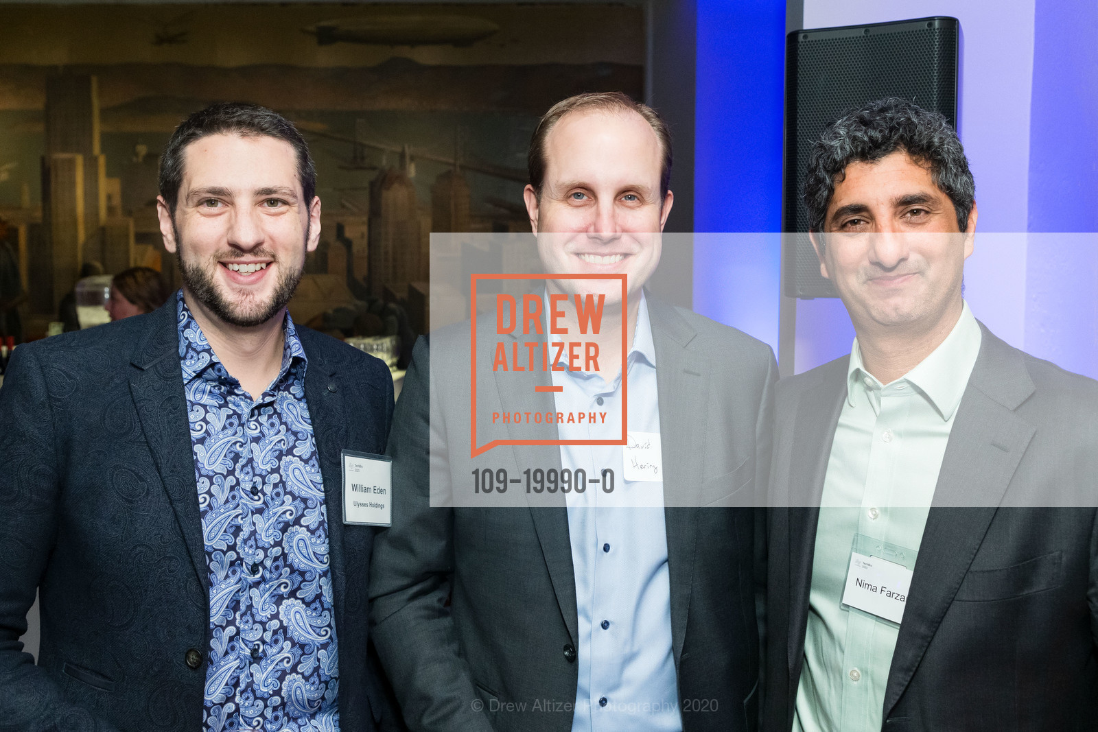 William Eden, David Hering, Nima Farzan, Artis Ventures JP Morgan Cocktails and Conversations 2020, Merchant's Exchange Club. 75 Leidesdorff Street, January 12th, 2020, Photo #109-19990-0 William Eden, David Hering, Nima Farzan, Photo #109-19990-0
