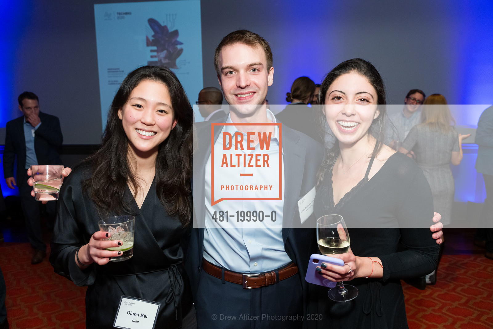 Diana Bai, Lucas Buchheim-Jurisson, Jose Owl, Artis Ventures JP Morgan Cocktails and Conversations 2020, Merchant's Exchange Club. 75 Leidesdorff Street, January 12th, 2020, Photo #481-19990-0 Diana Bai, Lucas Buchheim-Jurisson, Jose Owl, Photo #481-19990-0