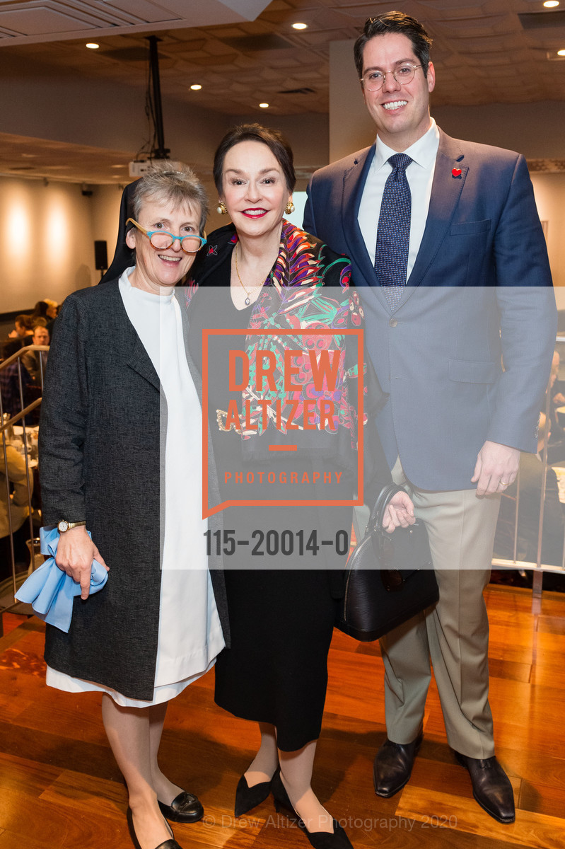 Sister Lilly, Elisa Stephens, Bill Szarnicki, ICA Rey hosts Distinguished Corporate Partner Breakfast 2020, Merchants Exchange Club. 75 Leidesdorff St, January 24th, 2020, Photo #115-20014-0 Sister Lilly, Elisa Stephens, Bill Szarnicki, Photo #115-20014-0