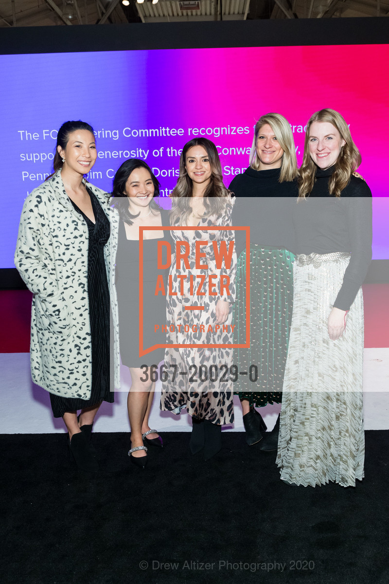 Cat Pham, Andie Nishita, Cynthia Fuentes, Sara Arntz, Camron Cox, FOG Design+Art Preview Gala 2020, Fort Mason Festival Pavilion, January 15th, 2020, Photo #3667-20029-0 Cat Pham, Andie Nishita, Cynthia Fuentes, Sara Arntz, Camron Cox, Photo #3667-20029-0
