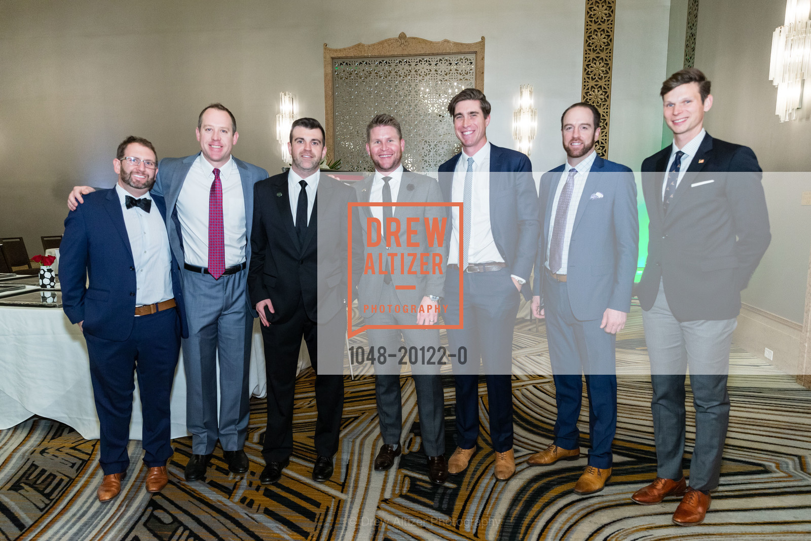 Aaron Whitinger, Ian Ross, Michael O'Leary, Brian Cope, Tim McGreevy, Cody Smith, TJ Michaelson, Guardsmen Sports Auction and Celebrity Dinner 2020, Westin St. Francis. 335 Powell St, Photo #1048-20122-0 Aaron Whitinger, Ian Ross, Michael O'Leary, Brian Cope, Tim McGreevy, Cody Smith, TJ Michaelson, Photo #1048-20122-0