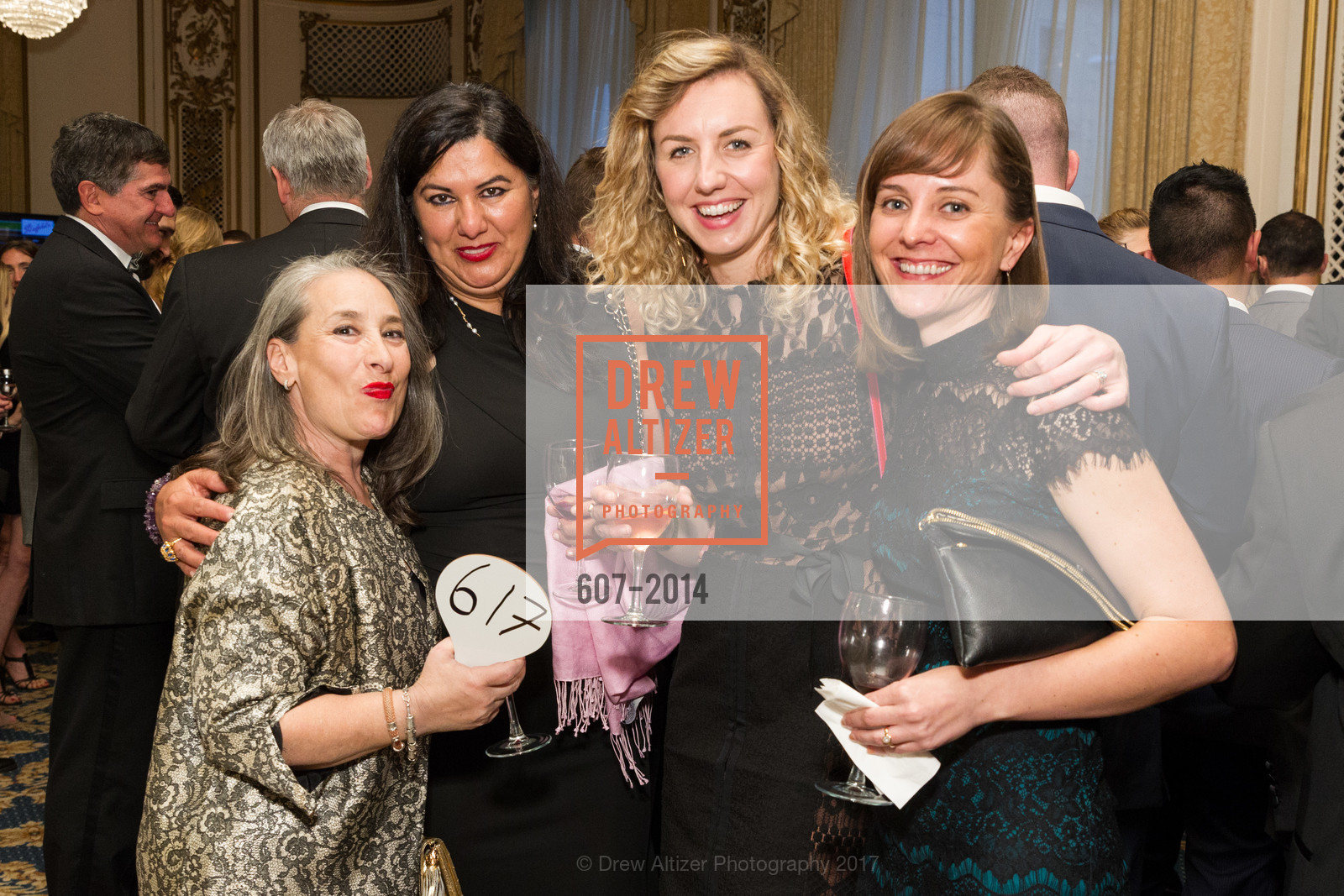 Taina Steinberg, Zandra Bucheli, Chelsea Davis, Heather Brewer, Guardsmen Wine Auction 2017, The Palace Hotel, April 8th, 2017, Photo #607-2014 Taina Steinberg, Zandra Bucheli, Chelsea Davis, Heather Brewer, Photo #607-2014
