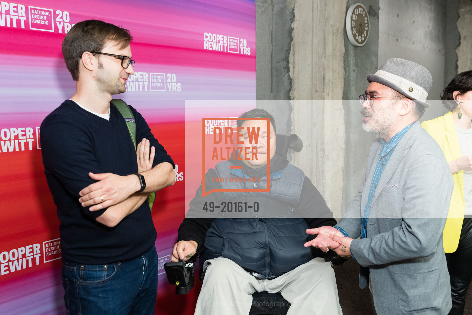 Ryan Germick, August de Los Reyes, Tony Sison, Cooper Hewitt National Design Awards 2020 Cocktail Party, Godfrey Dadich Partners, 17th Floor. 140 New Montgomery Street, February 12th, 2020, Photo #49-20161-0 Ryan Germick, August de Los Reyes, Tony Sison, Photo #49-20161-0
