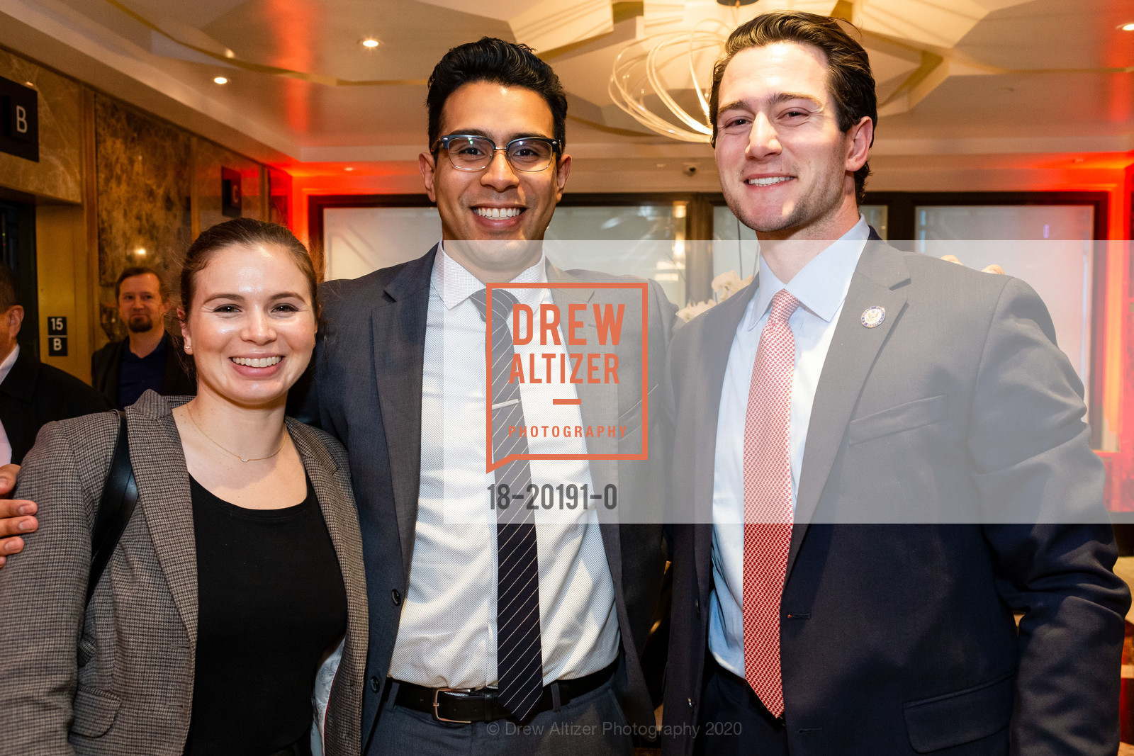 Emily Condon, Edwin Sevilla, Alex Vaughn, Bay Area Council 10th Annual Chinese New Year Celebration, Julia Morgan Ballroom. 465 California Street, 15th Floor San Francisco, CA 94104, February 18th, 2020, Photo #18-20191-0 Emily Condon, Edwin Sevilla, Alex Vaughn, Photo #18-20191-0
