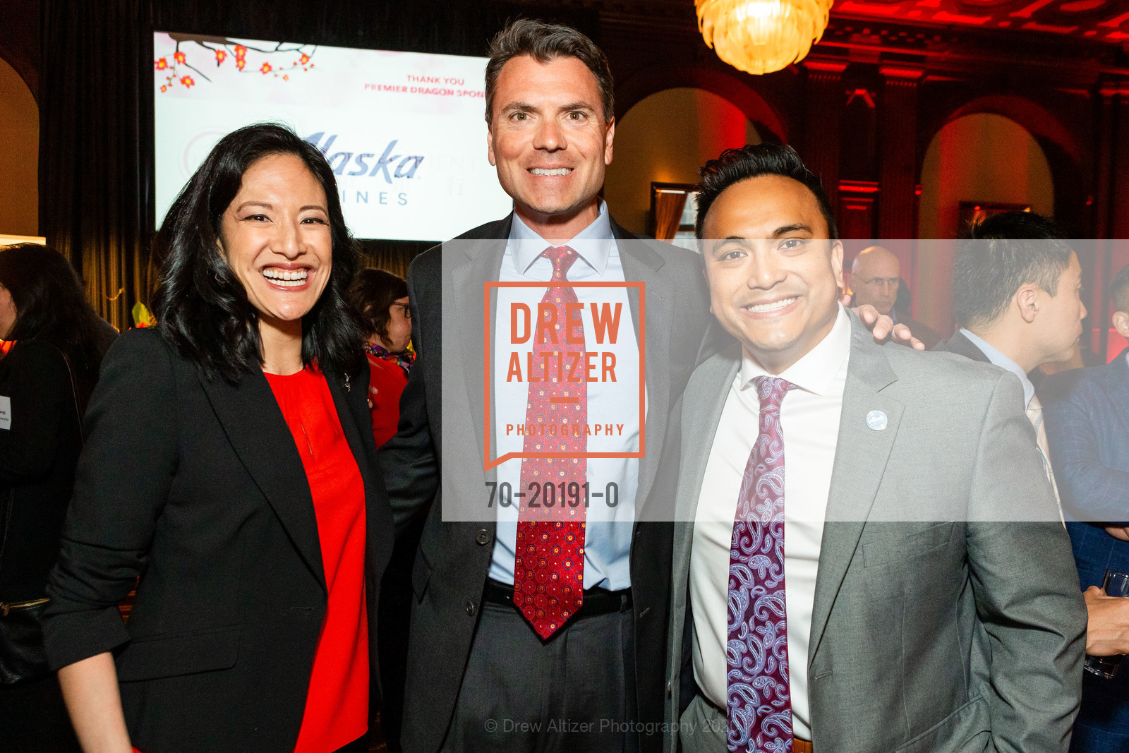 Annabel Chang, Mike Pastrick, Franco Finn, Bay Area Council 10th Annual Chinese New Year Celebration, Julia Morgan Ballroom. 465 California Street, 15th Floor San Francisco, CA 94104, February 18th, 2020, Photo #70-20191-0 Annabel Chang, Mike Pastrick, Franco Finn, Photo #70-20191-0