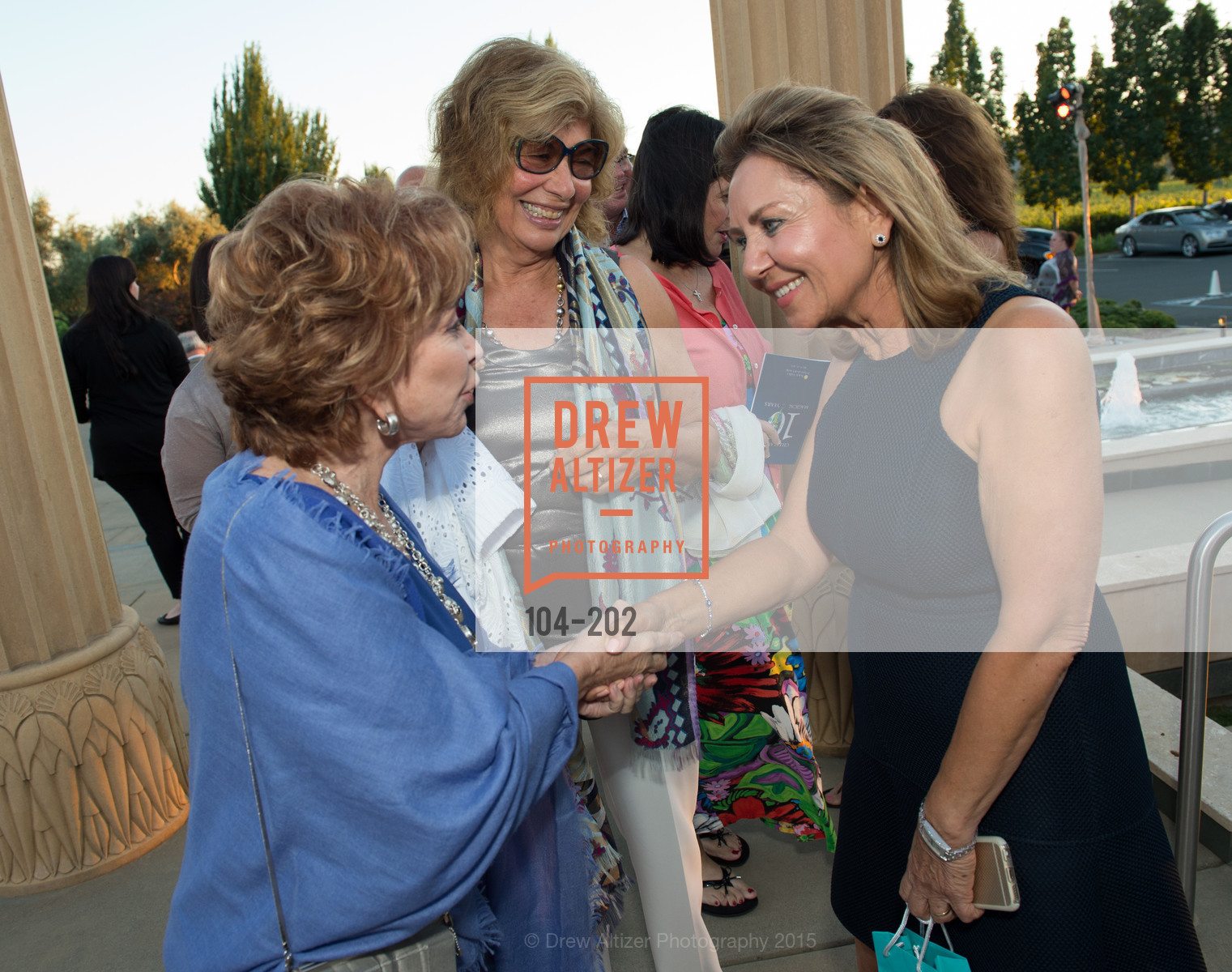 Isabel Allende, Valeria Huneeus, Shahpar Khaledi, Gucci & Vogue Dinner, Darioush Winery. Darioush Winery, . 4240 Silverado Trail, July 24th, 2015, Photo #104-202 Isabel Allende, Valeria Huneeus, Shahpar Khaledi, Photo #104-202