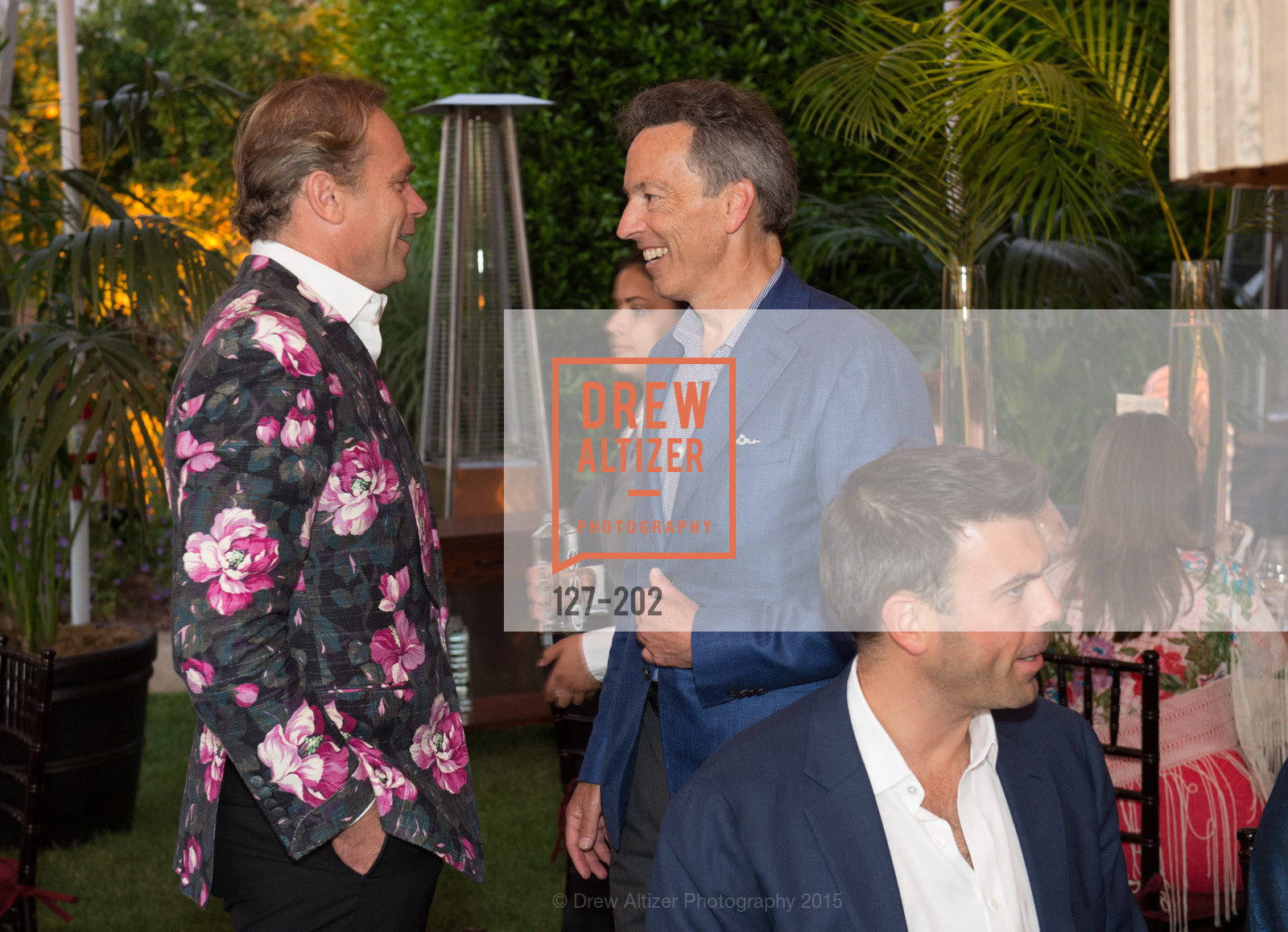 Jean-Charles Boisset, Rick Walker, Gucci & Vogue Dinner, Darioush Winery. Darioush Winery, . 4240 Silverado Trail, July 24th, 2015, Photo #127-202 Jean-Charles Boisset, Rick Walker, Photo #127-202