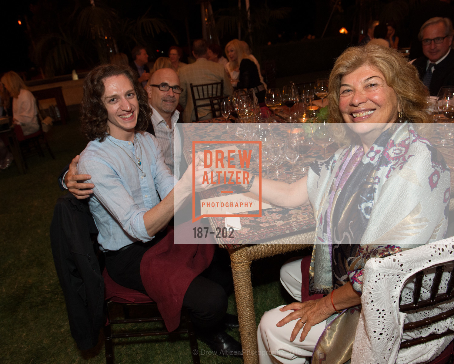 Joshua Thake, Tory Dobrin, Valeria Huneeus, Gucci & Vogue Dinner, Darioush Winery. Darioush Winery, . 4240 Silverado Trail, July 24th, 2015, Photo #187-202 Joshua Thake, Tory Dobrin, Valeria Huneeus, Photo #187-202