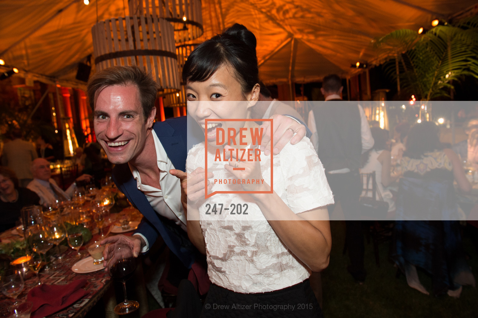 Andrew Veyette, Frances Chung, Gucci & Vogue Dinner, Darioush Winery. Darioush Winery, . 4240 Silverado Trail, July 24th, 2015, Photo #247-202 Andrew Veyette, Frances Chung, Photo #247-202