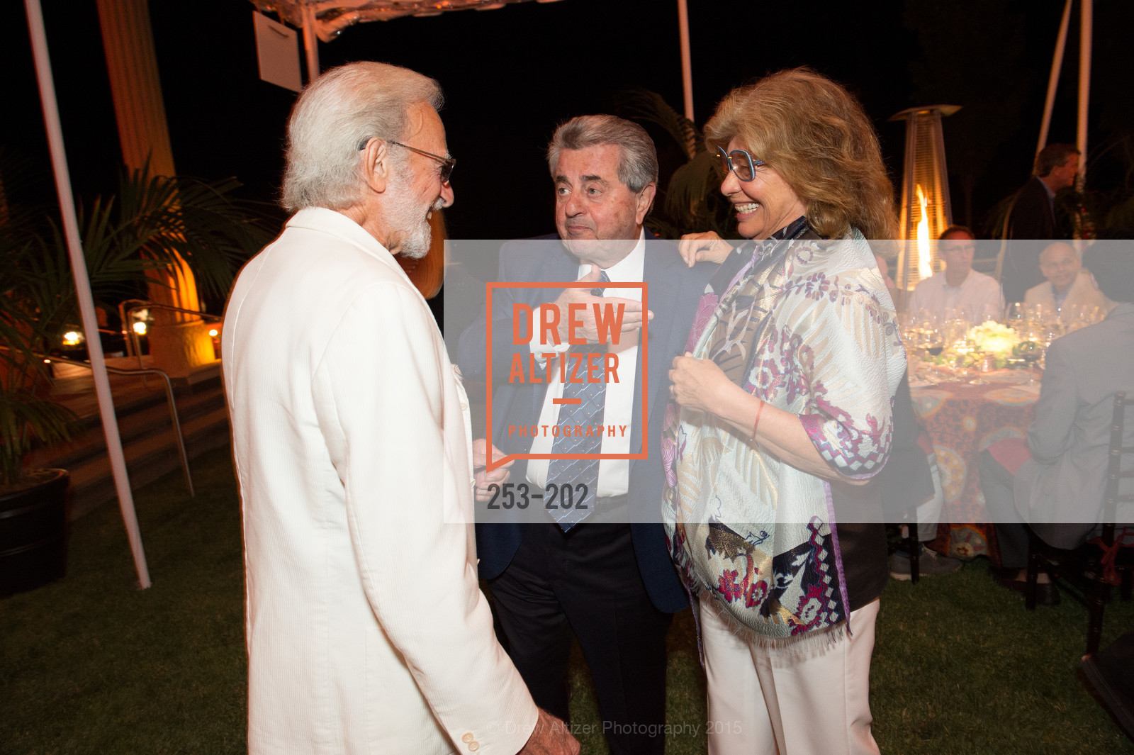 Ted Deikel, Carmen Policy, Valeria Huneeus, Festival del Sole Patron Dinner at Darioush Winery, Darioush Winery. 4240 Silverado Trail, July 24th, 2015,Drew Altizer, Drew Altizer Photography, full-service event agency, private events, San Francisco photographer, photographer California
