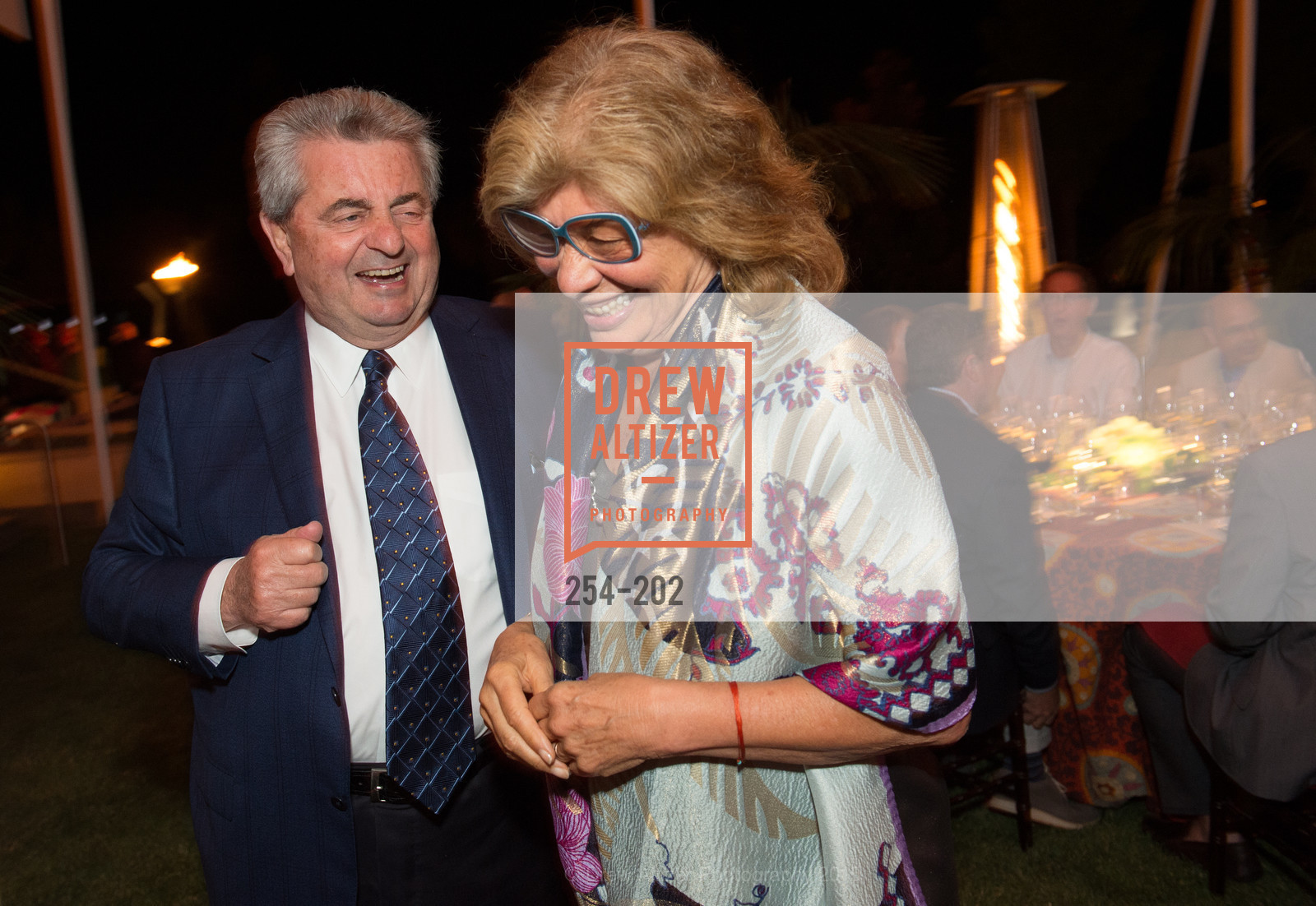 Carmen Policy, Valeria Huneeus, Gucci & Vogue Dinner, Darioush Winery. Darioush Winery, . 4240 Silverado Trail, July 24th, 2015, Photo #254-202 Carmen Policy, Valeria Huneeus, Photo #254-202