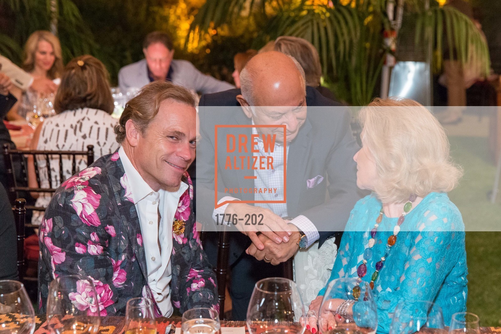 Jean-Charles Boisset, Darioush Khaledi, Dede Wilsey, Gucci & Vogue Dinner, Darioush Winery. Darioush Winery, . 4240 Silverado Trail, July 24th, 2015, Photo #1776-202 Jean-Charles Boisset, Darioush Khaledi, Dede Wilsey, Photo #1776-202