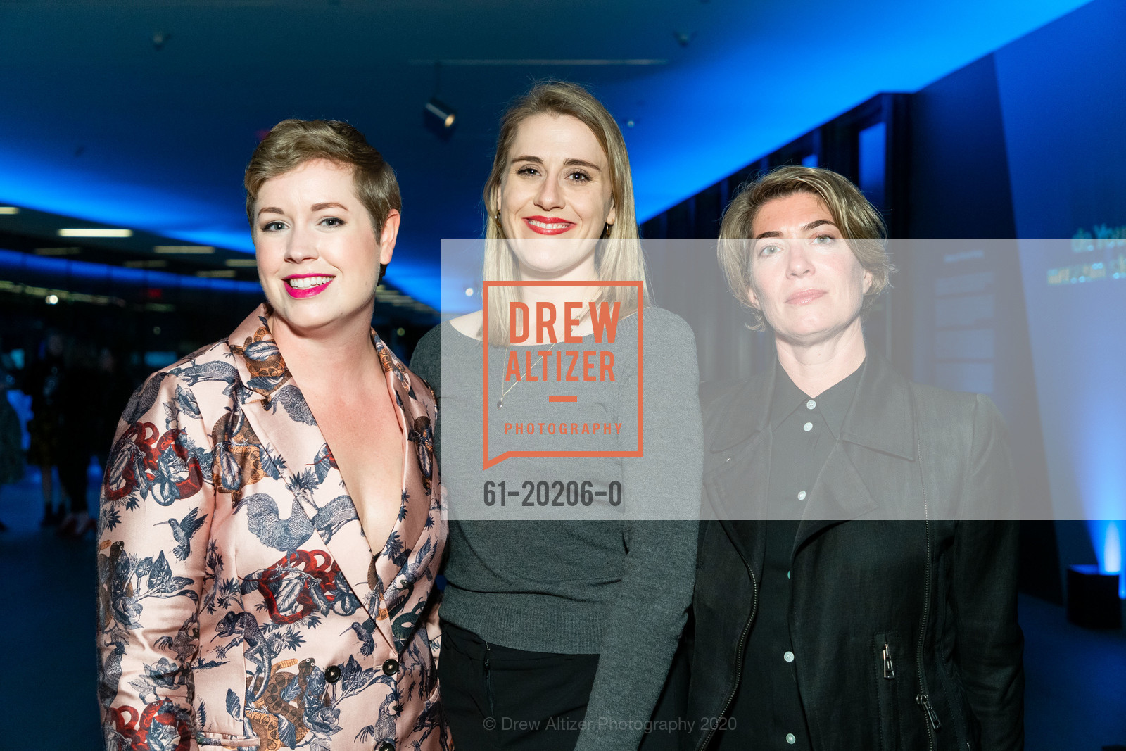 Sarah Lee, Janna Keegan, Claudia Schmuckli, Uncanny Valley: Being Human in the Age of AI Opening, de Young Museum, February 20th, 2020, Photo #61-20206-0 Sarah Lee, Janna Keegan, Claudia Schmuckli, Photo #61-20206-0