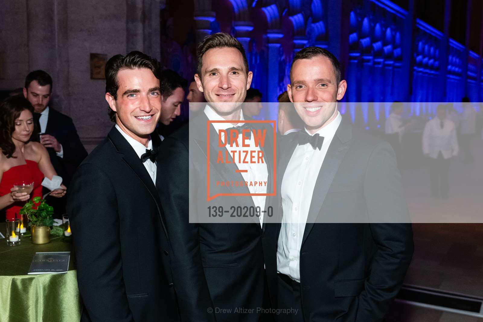 Matthew Meeks, Tyler Wozny, Alex Halliday, Grace Cathedral 2020 Carnivale Gala, Grace Cathedral. 1100 California St, Photo #139-20209-0 Matthew Meeks, Tyler Wozny, Alex Halliday, Photo #139-20209-0