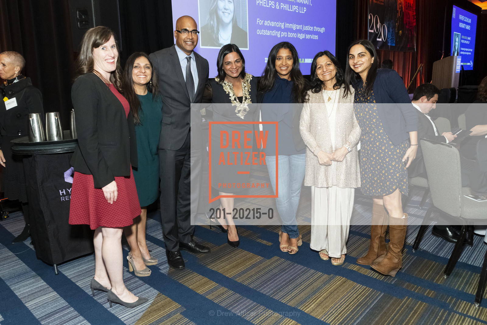 Elisa Della-Piana, Manohar Raju, Monika Varma, Chhaya Malik, Lawyers’ Committee for Civil Rights 33rd Annual Dr. MLK, Jr. Gala. 2020, Hyatt Regency San Francisco. 5 Embarcadero Center, Photo #201-20215-0 Elisa Della-Piana, Manohar Raju, Monika Varma, Chhaya Malik, Photo #201-20215-0