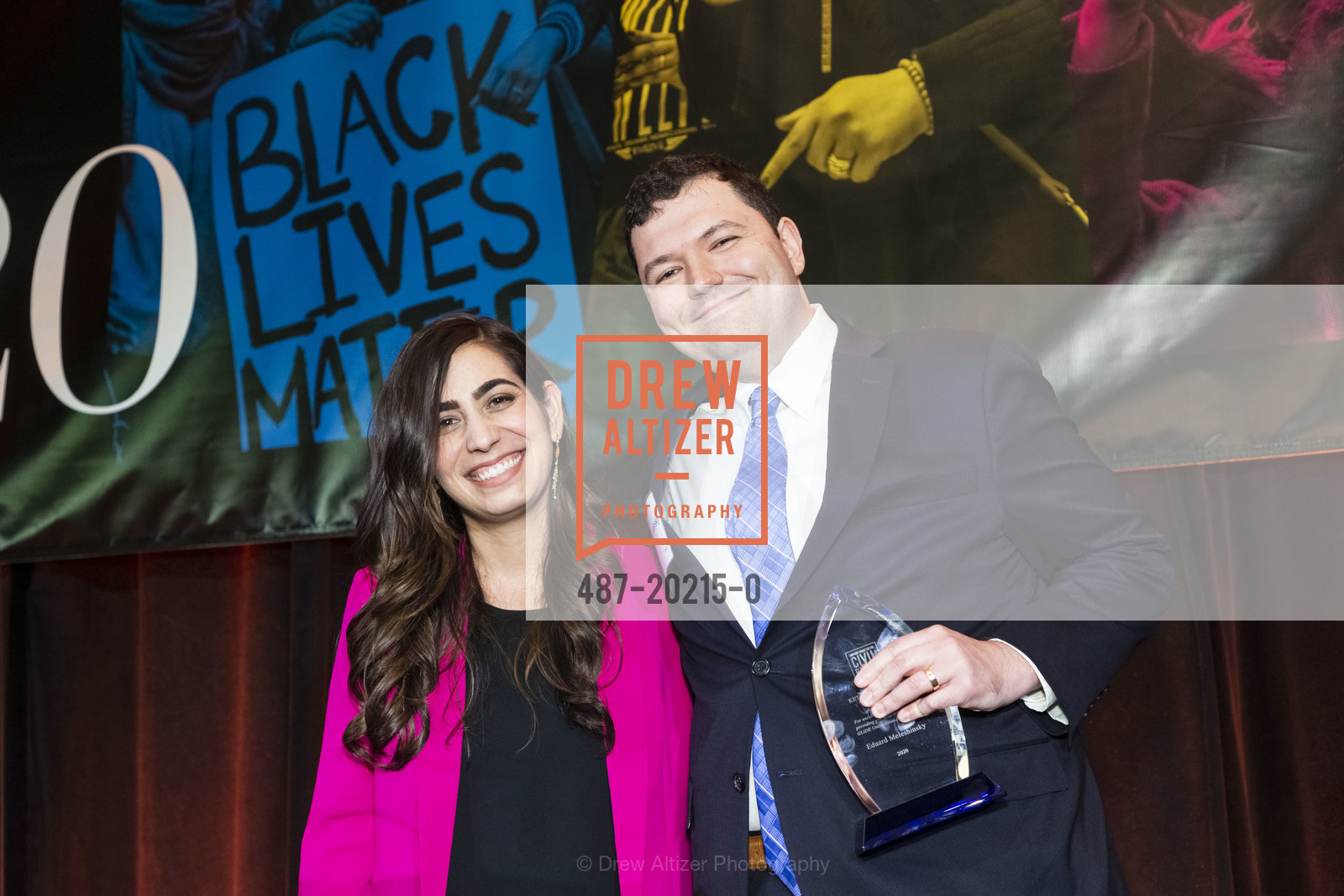 Elica Vafaie, Eduard Meleshinsky, Lawyers’ Committee for Civil Rights 33rd Annual Dr. MLK, Jr. Gala. 2020, Hyatt Regency San Francisco. 5 Embarcadero Center, Photo #487-20215-0 Elica Vafaie, Eduard Meleshinsky, Photo #487-20215-0