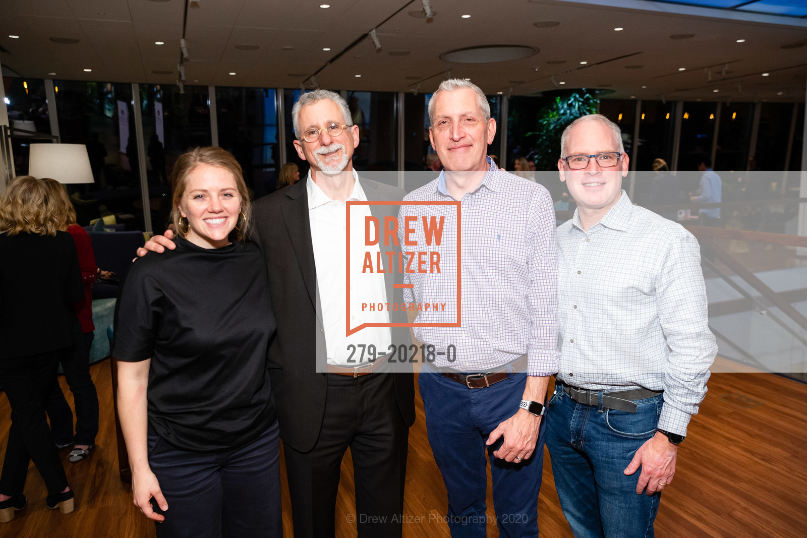 Brittany Hanson, Jeff Kositsky, Eric Zeiner, Ken Kumer, Compass Family Services Campaign Donor Reception, Salesforce Tower, Ohana Floor. 415 Mission St, February 27th, 2020, Photo #279-20218-0 Brittany Hanson, Jeff Kositsky, Eric Zeiner, Ken Kumer, Photo #279-20218-0