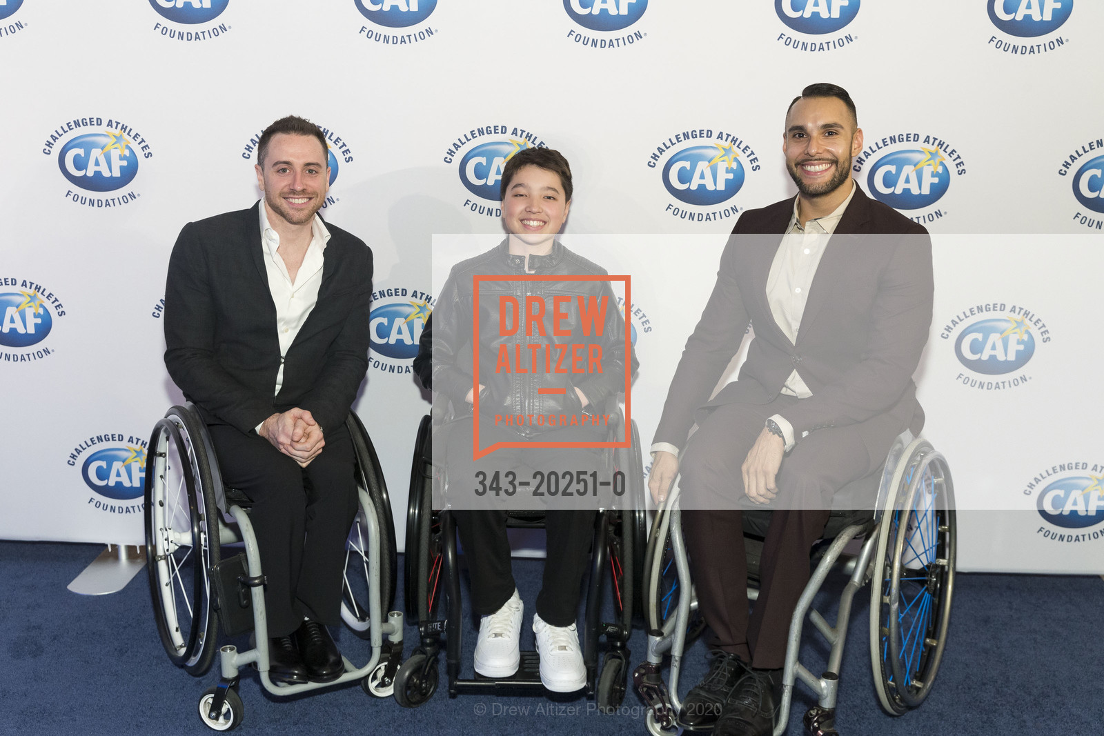 Steve Serio, Devan Watkins, Jorge Sanchez, Challenged Athlete's Foundation Annual Gala, SFMOMA. 155 3rd Street, March 4th, 2020, Photo #343-20251-0 Steve Serio, Devan Watkins, Jorge Sanchez, Photo #343-20251-0