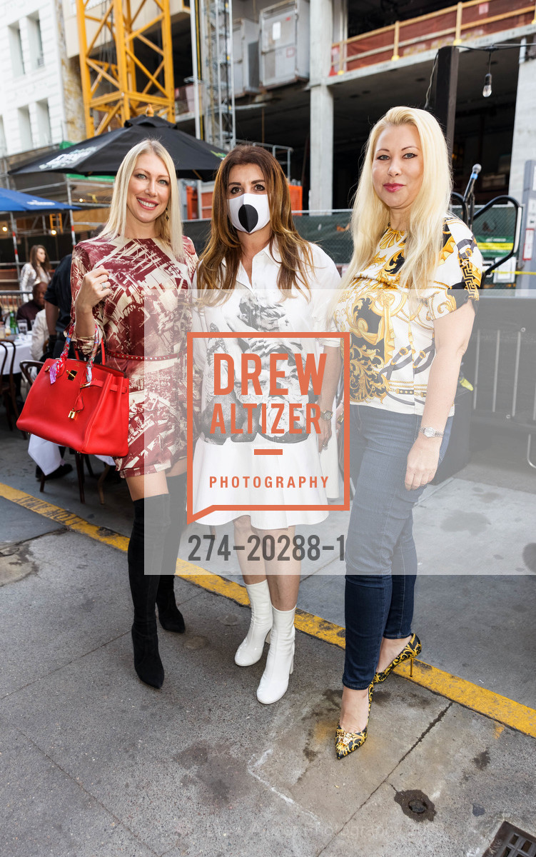 Lana Dobbs, Farah Makras, Lena Gikkas, SF Fashion Show To Support First Responders, John's Grill. 63 Ellis Street, November 2nd, 2020, Photo #274-20288-1 Lana Dobbs, Farah Makras, Lena Gikkas, Photo #274-20288-1
