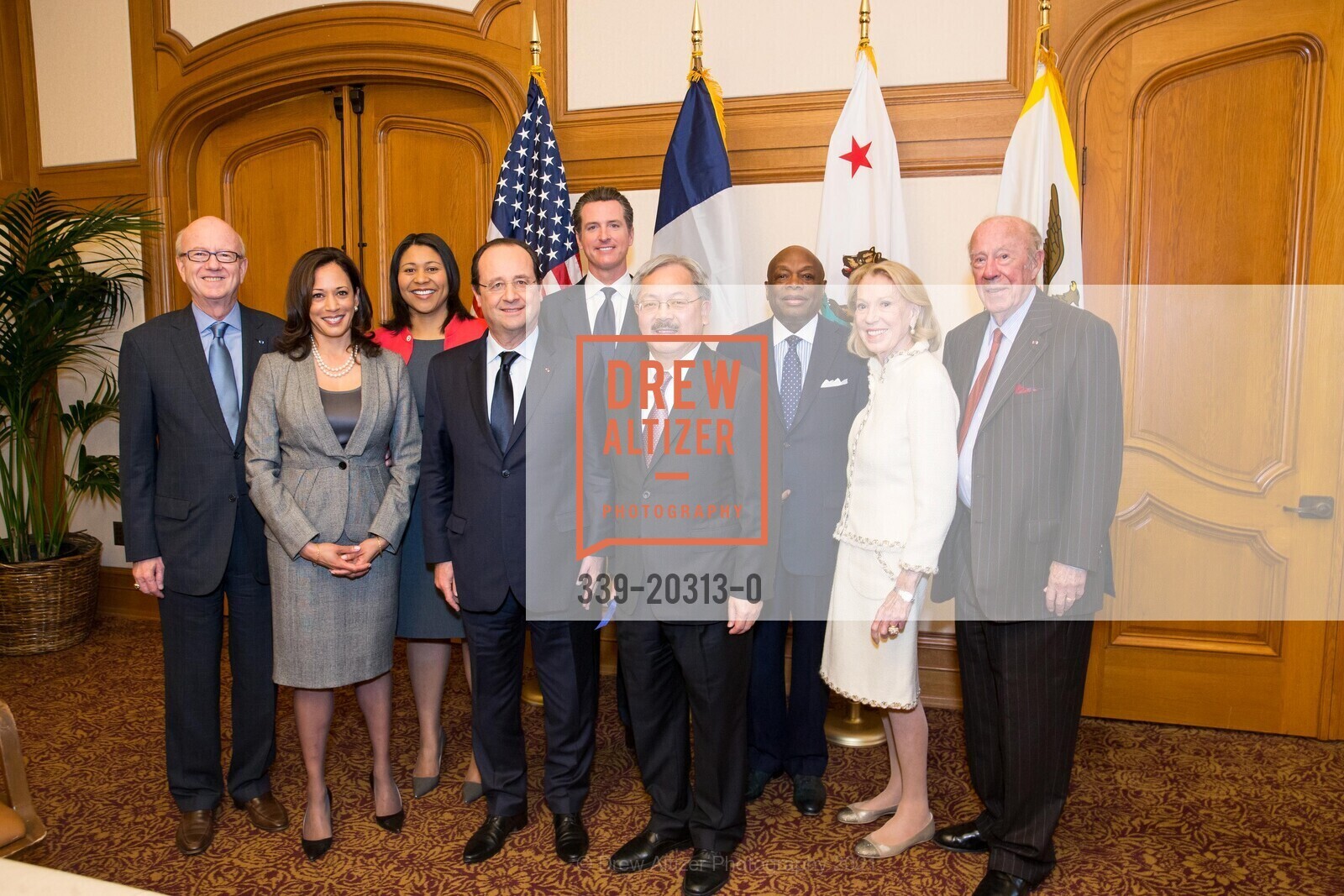 Tom Horn, Kamala Harris, French President Francois Hollande, Gavin Newsom, Mayor Ed Lee, Willie Brown, Charlotte Shultz, George Shultz, In Memoriam: George Shultz, Various, February 7th, 2021, Photo #339-20313-0 Tom Horn, Kamala Harris, French President Francois Hollande, Gavin Newsom, Mayor Ed Lee, Willie Brown, Charlotte Shultz, George Shultz, Photo #339-20313-0