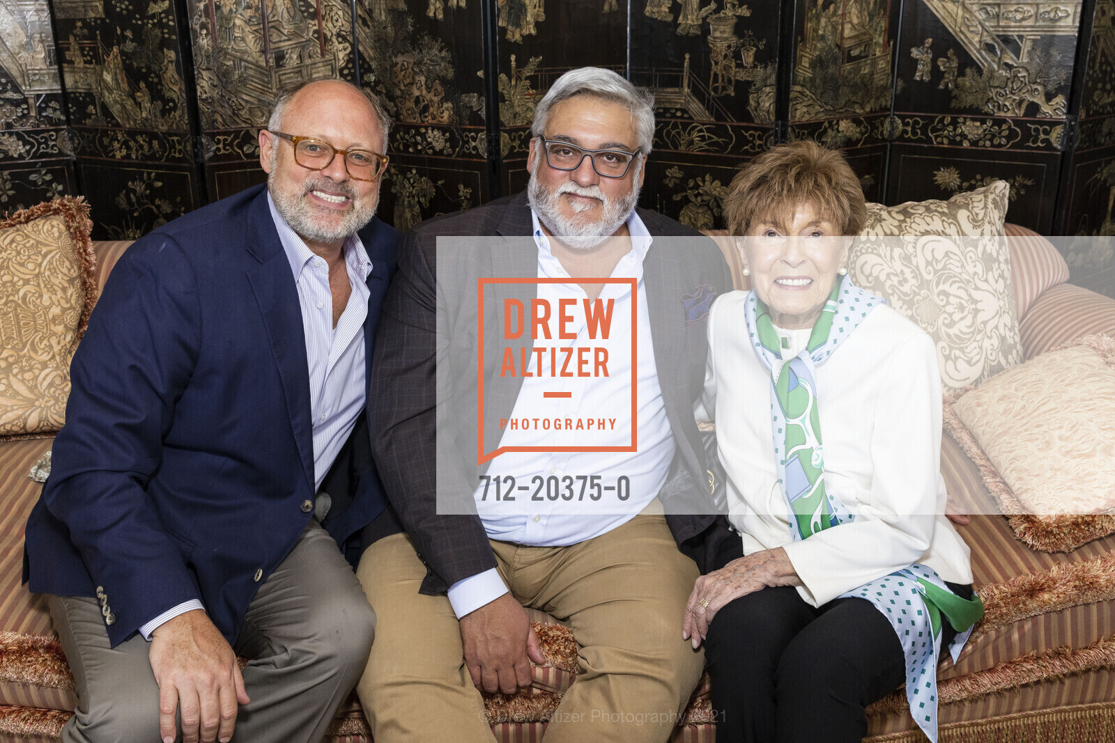 Jonathan Moscone, Darryl Carbonaro, Gina Moscone, Charlotte Shultz's Celebratory Brunch Honoring Tom Horn, French Legion of Honor Recipient, Private Residence, July 19th, 2021, Photo #712-20375-0 Jonathan Moscone, Darryl Carbonaro, Gina Moscone, Photo #712-20375-0