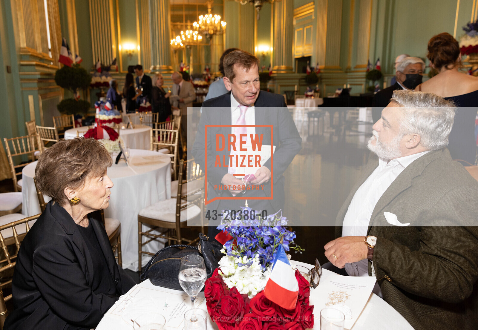 Gina Moscone, Paul Melbostad, Darryl Carbonaro, Tom Horn Receives the The French Legion of Honour, War Memorial Veterans Building, Green Room. 401 Van Ness Ave, July 19th, 2021, Photo #43-20380-0 Gina Moscone, Paul Melbostad, Darryl Carbonaro, Photo #43-20380-0