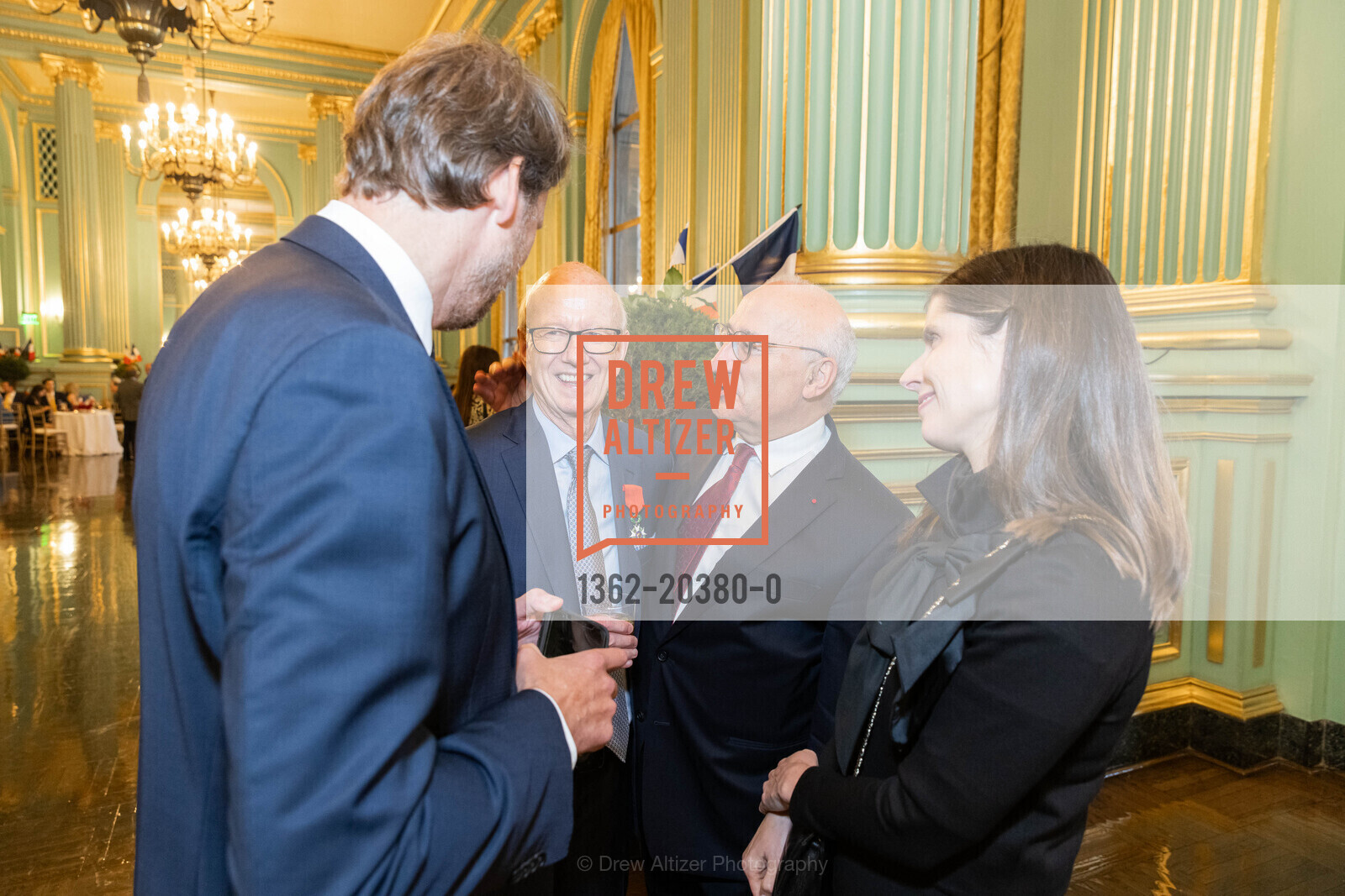 Frederic Jung, Tom Horn, Philippe Etienne, Marie-Elodie Jung Bazy, Tom Horn Receives the The French Legion of Honour, War Memorial Veterans Building, Green Room. 401 Van Ness Ave, Photo #1362-20380-0 Frederic Jung, Tom Horn, Philippe Etienne, Marie-Elodie Jung Bazy, Photo #1362-20380-0