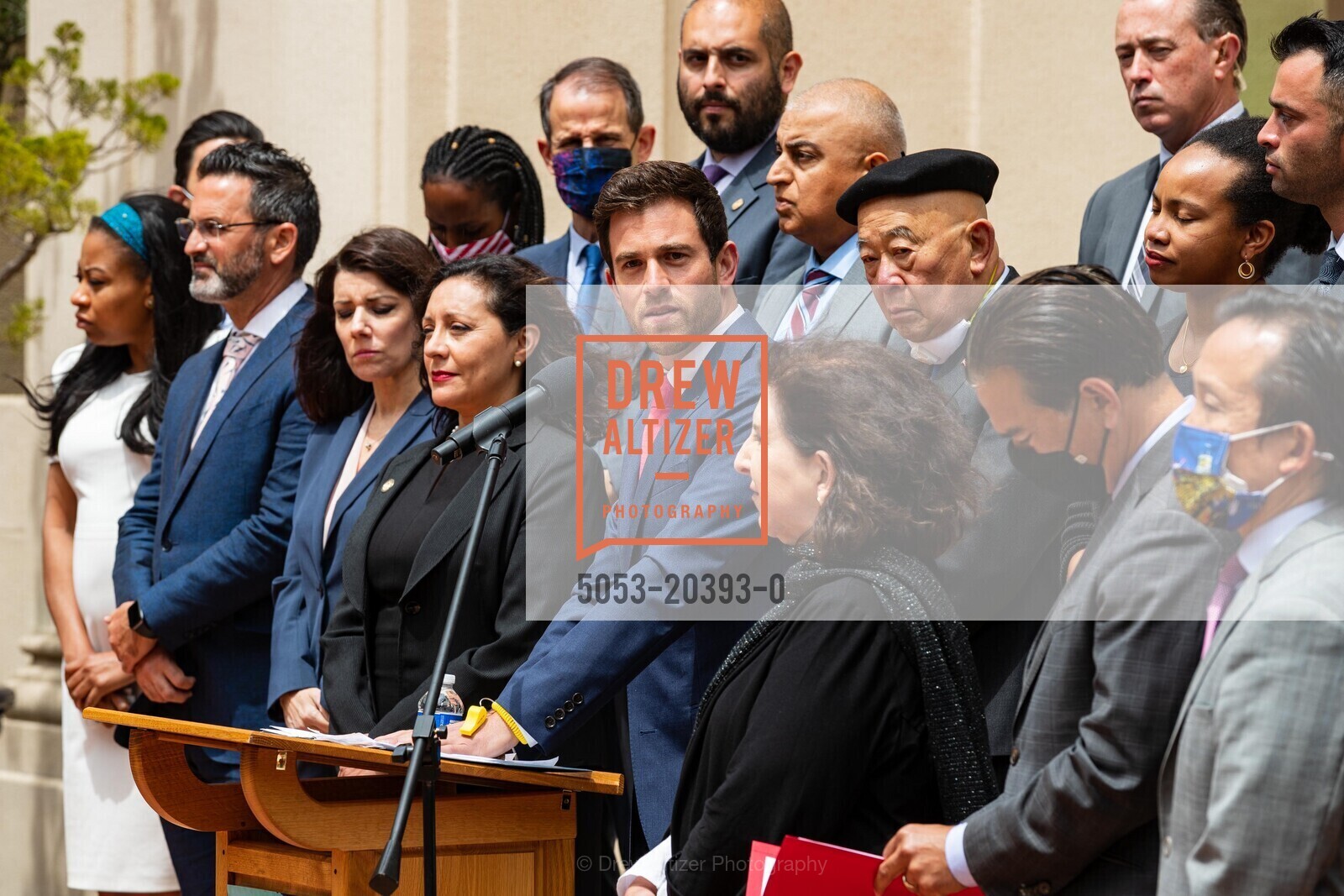 Shanell Williams, Ahsha Safaí, Catherine Stefani, Rudy Gonzalez, Myrna Melgar, Rob Bonta, Dennis Wu, Marcella White Campbell, Anita Friedman, Manny Yekutiel, Michael Pappas, Tyler Gregory, David Chiu, Jewish Community Relations Council Press Conference 2021, Congregation Emanu-El. 2 Lake St, Photo #5053-20393-0 Shanell Williams, Ahsha Safaí, Catherine Stefani, Rudy Gonzalez, Myrna Melgar, Rob Bonta, Dennis Wu, Marcella White Campbell, Anita Friedman, Manny Yekutiel, Michael Pappas, Tyler Gregory, David Chiu, Photo #5053-20393-0