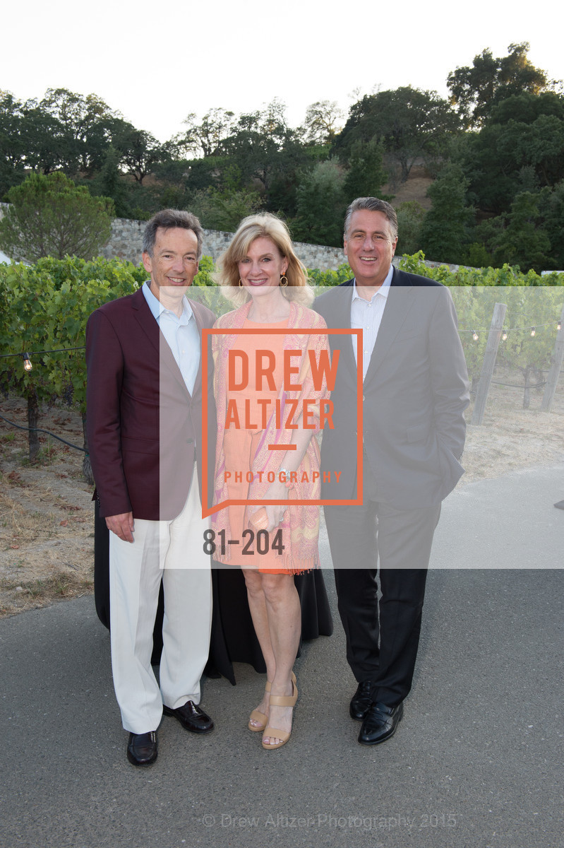 Rick Walker, Karen Walker, David Taub, Gucci & Vogue Dinner, Quintessa. Quintessa, . 1601 Silverado Trail, July 25th, 2015, Photo #81-204 Rick Walker, Karen Walker, David Taub, Photo #81-204