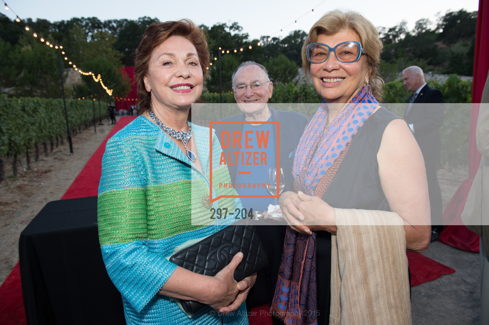 Maria Manetti Shrem, Jan Shrem, Valeria Huneeus, Gucci & Vogue Dinner, Quintessa. Quintessa, . 1601 Silverado Trail, July 25th, 2015, Photo #297-204 Maria Manetti Shrem, Jan Shrem, Valeria Huneeus, Photo #297-204