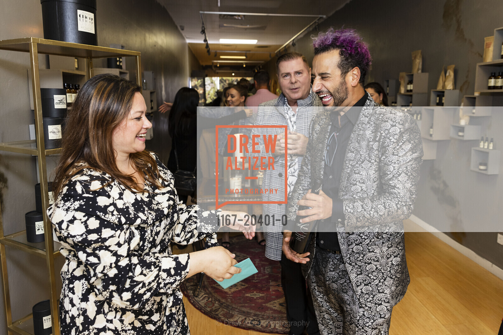 Liz Nelson, Subhi Barakat, Charles A Baker III, Olfactorie Apothecary Boutique & Spa Grand Opening, Olfactorie Apothecary Boutique Spa. 2052 Mountain Blvd, Photo #1167-20401-0 Liz Nelson, Subhi Barakat, Charles A Baker III, Photo #1167-20401-0