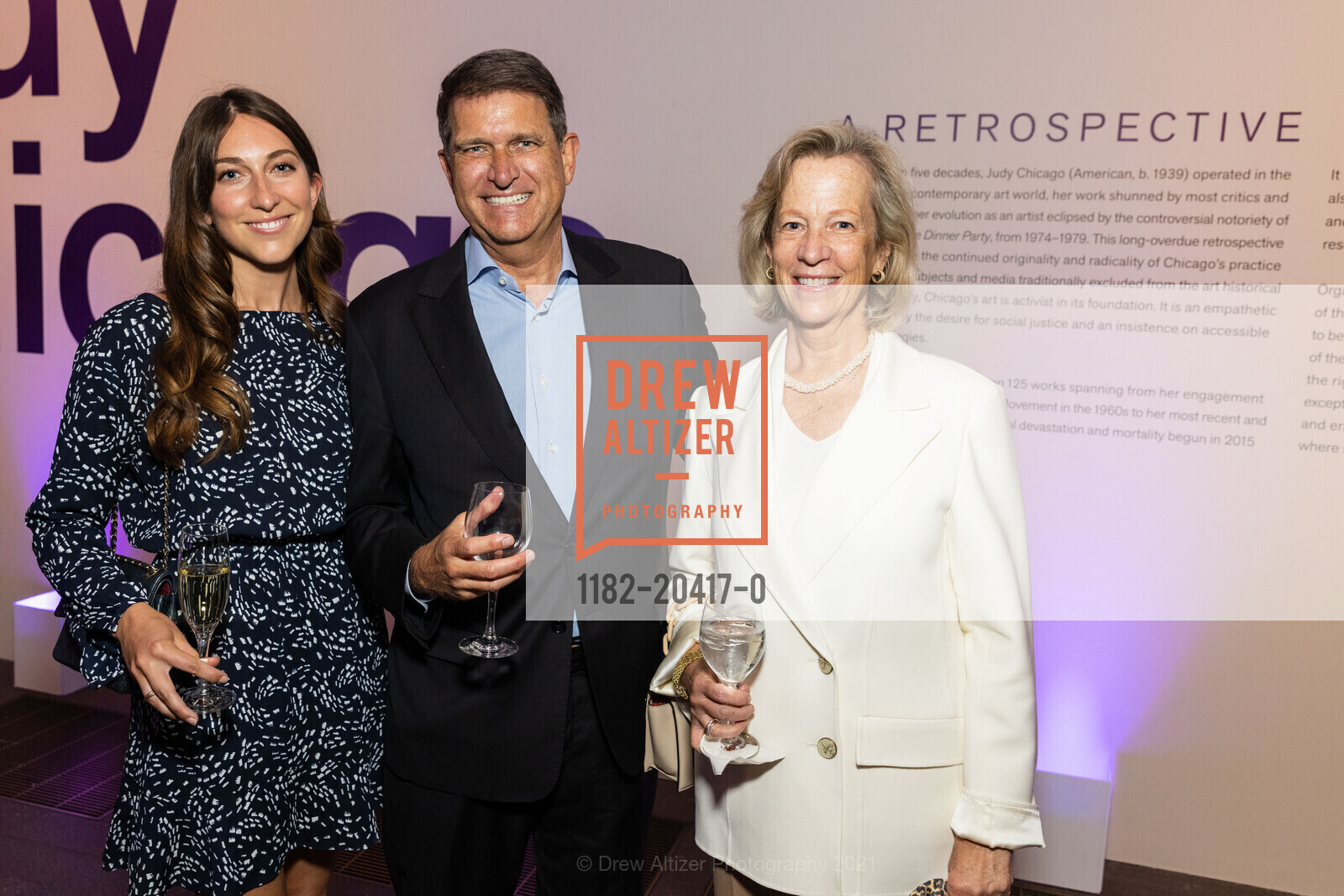 Sarah Poole, Ed Poole, Lynn Poole, FAMSF Hosts Donor Opening Preview: Judy Chicago, de Young Museum. 50 Hagiwara Tea Garden Dr, August 26th, 2021, Photo #1182-20417-0 Sarah Poole, Ed Poole, Lynn Poole, Photo #1182-20417-0