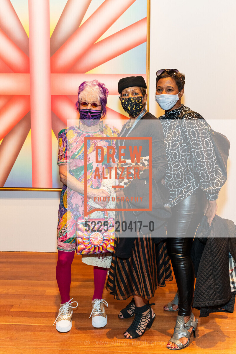 Judy Chicago, Valerie Coleman Morris, Paula Hurrell, FAMSF Hosts Donor Opening Preview: Judy Chicago, de Young Museum. 50 Hagiwara Tea Garden Dr, August 26th, 2021, Photo #5225-20417-0 Judy Chicago, Valerie Coleman Morris, Paula Hurrell, Photo #5225-20417-0
