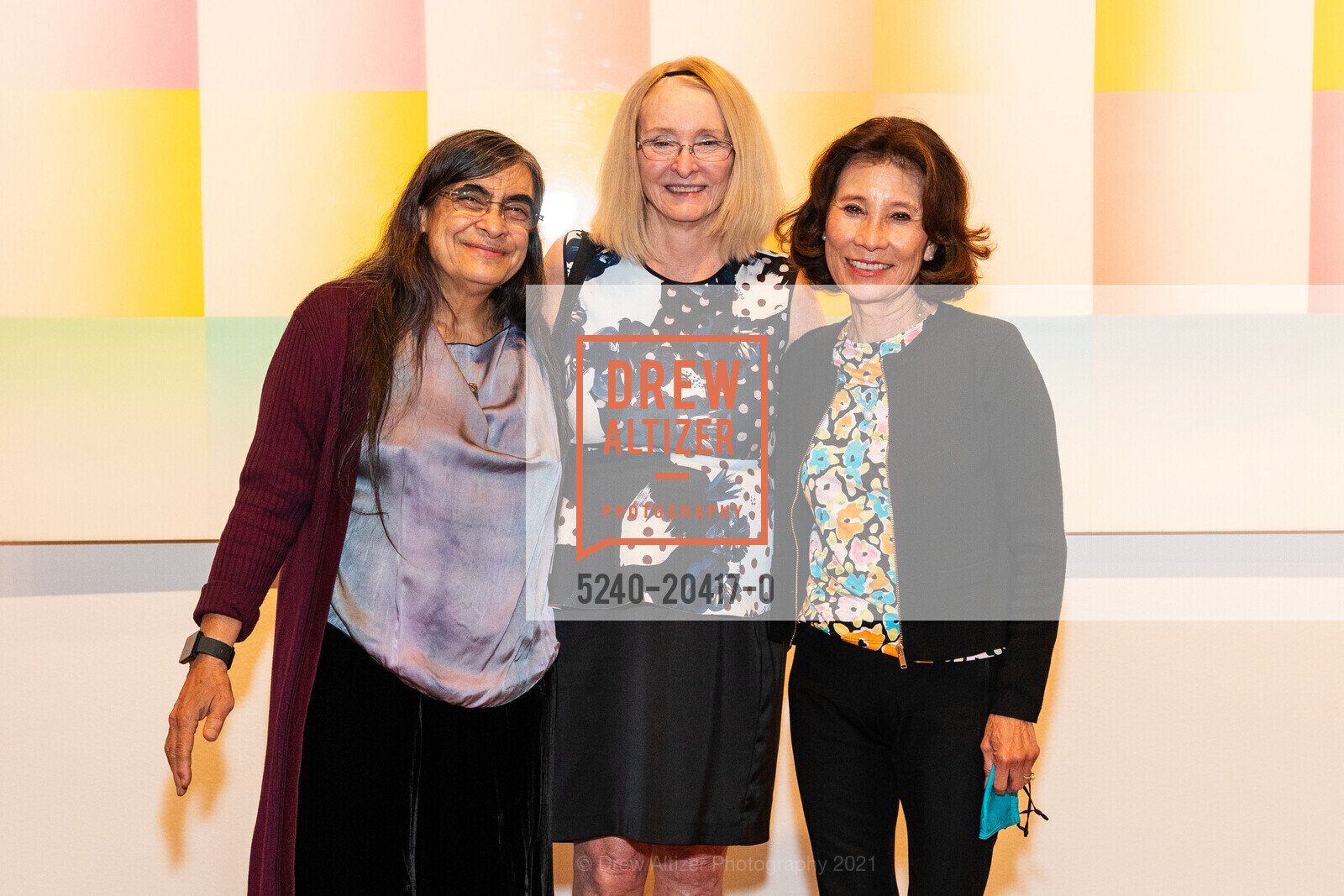 Hillary Orman, Claudia Feurey, Toni Wittenmeier, FAMSF Hosts Donor Opening Preview: Judy Chicago, de Young Museum. 50 Hagiwara Tea Garden Dr, August 26th, 2021, Photo #5240-20417-0 Hillary Orman, Claudia Feurey, Toni Wittenmeier, Photo #5240-20417-0