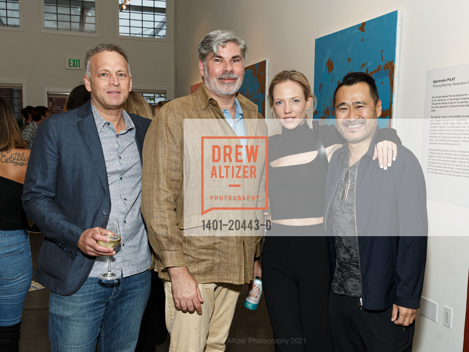 Jeff Herbst, Matthew MacCaul Turner, Victoria Hope Lyseggen, Jorn Lyseggen, Agnieszka Pilat Opening Show at Modernism West, Foreign Cinema. 2534 Mission St, September 23rd, 2021, Photo #1401-20443-0 Jeff Herbst, Matthew MacCaul Turner, Victoria Hope Lyseggen, Jorn Lyseggen, Photo #1401-20443-0