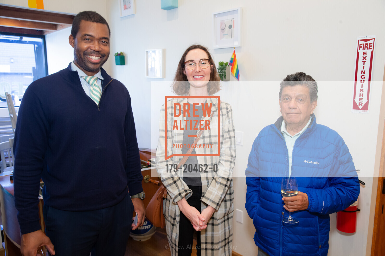 Gabriel Jones, Amanda Vanberg, Adolfo Morales, SF Chamber of Commerce Business After Hours, BrewVino. 2706 24th St, Photo #179-20462-0 Gabriel Jones, Amanda Vanberg, Adolfo Morales, Photo #179-20462-0