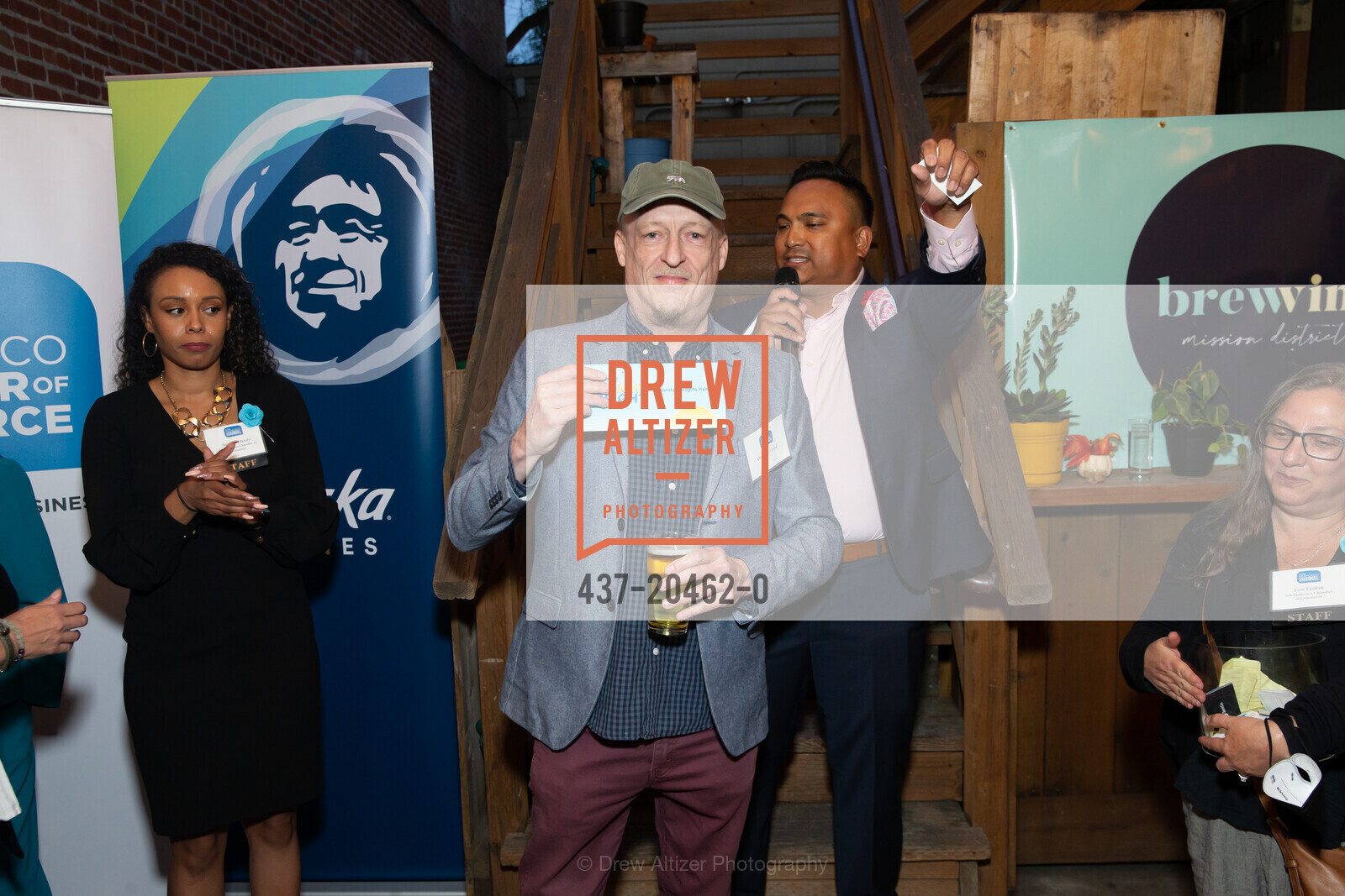 Somiah Handy, Dominic Lloyd, Franco Finn, SF Chamber of Commerce Business After Hours, BrewVino. 2706 24th St, Photo #437-20462-0 Somiah Handy, Dominic Lloyd, Franco Finn, Photo #437-20462-0