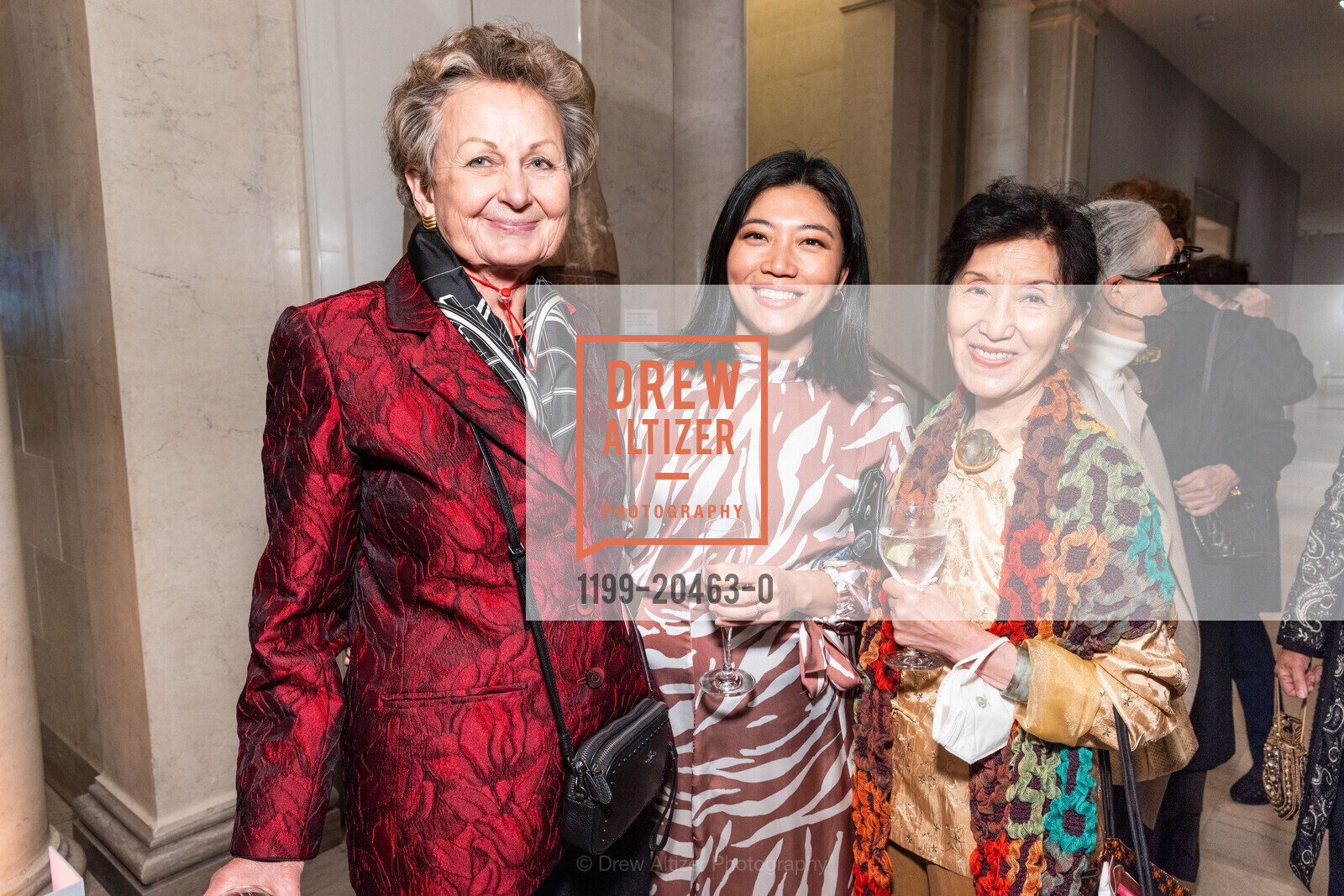 Leslee Budge, Karen Huang, Sally Leung, FAMSF Hosts Donor Opening Preview: Pastels, Legion of Honor. 100 34th Ave, Photo #1199-20463-0 Leslee Budge, Karen Huang, Sally Leung, Photo #1199-20463-0