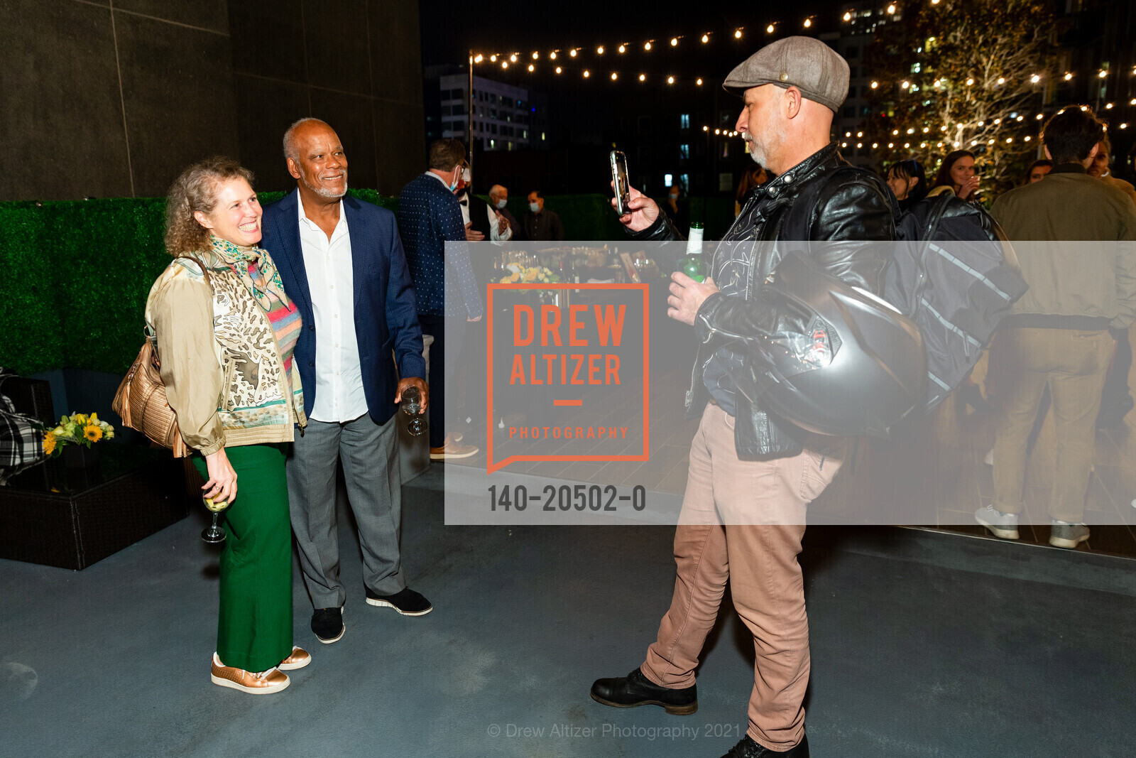 Christina Moretta, Stanley Nelson, Trent Garcia, SFFILM Doc Stories Kickoff Party, BEI Hotel. 50 8th St, November 5th, 2021, Photo #140-20502-0 Christina Moretta, Stanley Nelson, Trent Garcia, Photo #140-20502-0