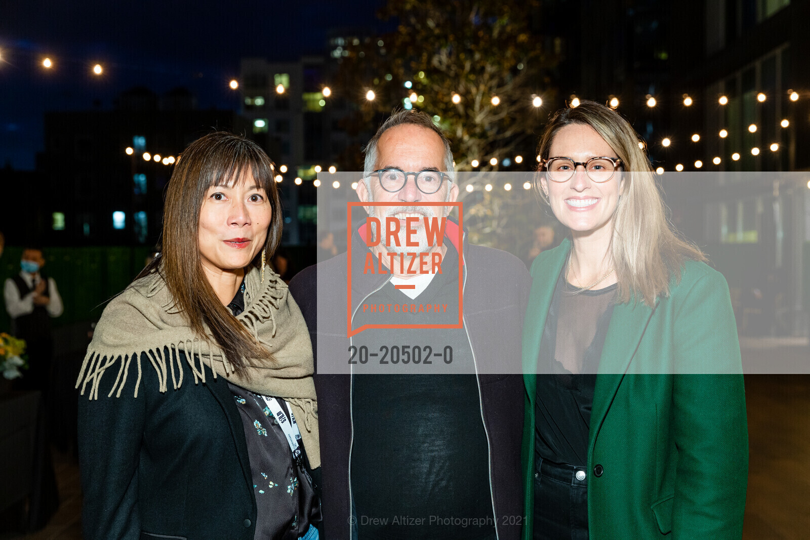 Anne Lai, John Cooper, Jessie Fairbanks, SFFILM Doc Stories Kickoff Party, BEI Hotel. 50 8th St, November 5th, 2021, Photo #20-20502-0 Anne Lai, John Cooper, Jessie Fairbanks, Photo #20-20502-0