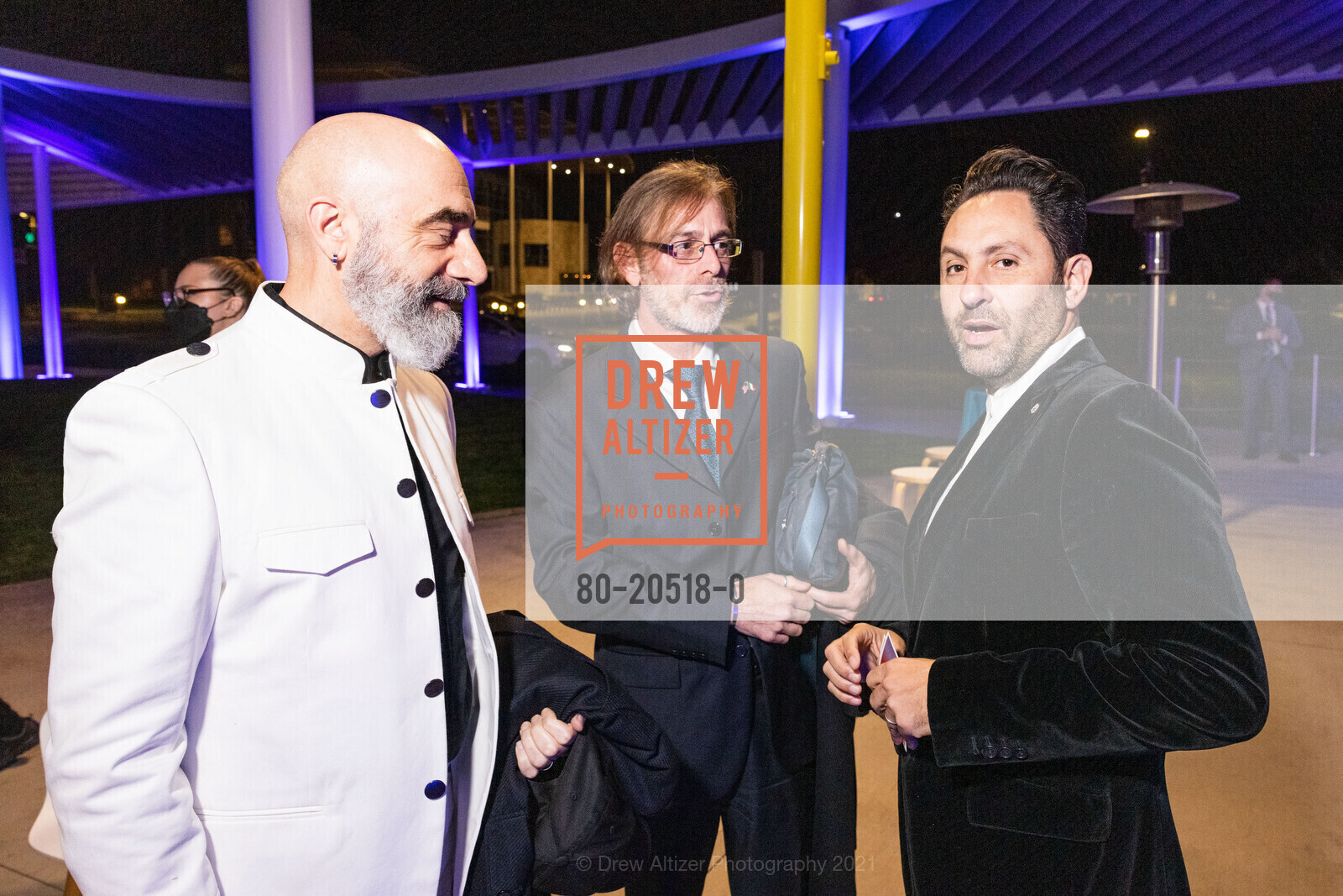 Simone Mazzetto, Sergio Strozzi, Mauro Aprile Zanetti, 2021 Manetti Shrem Museum Celebratory Gala, Manetti Shrem Museum of Art. 254 Old Davis Rd, November 13th, 2021, Photo #80-20518-0 Simone Mazzetto, Sergio Strozzi, Mauro Aprile Zanetti, Photo #80-20518-0