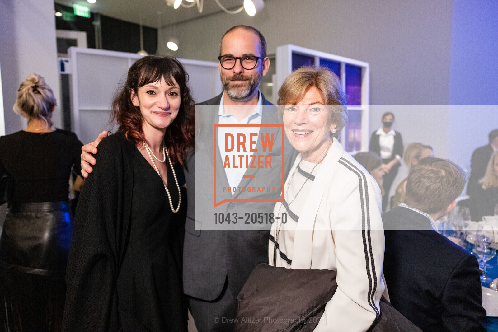Susie Kantor, Dan Nadel, Pam Kramlich, 2021 Manetti Shrem Museum Celebratory Gala, Manetti Shrem Museum of Art. 254 Old Davis Rd, November 13th, 2021, Photo #1043-20518-0 Susie Kantor, Dan Nadel, Pam Kramlich, Photo #1043-20518-0