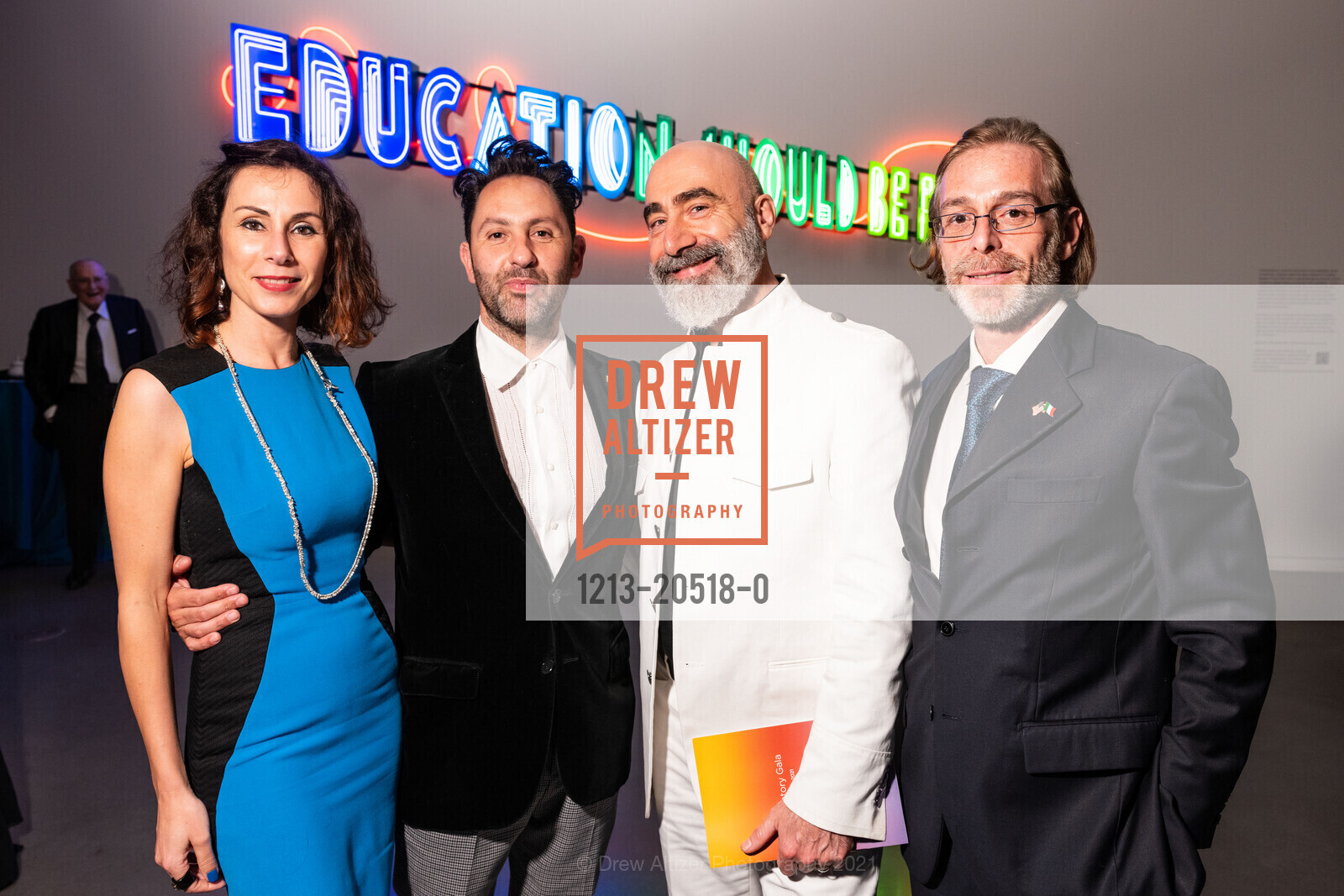 Eva Zanetti, Mauro Aprile Zanetti, Simone Mazzetto, Sergio Strozzi, 2021 Manetti Shrem Museum Celebratory Gala, Manetti Shrem Museum of Art. 254 Old Davis Rd, November 13th, 2021, Photo #1213-20518-0 Eva Zanetti, Mauro Aprile Zanetti, Simone Mazzetto, Sergio Strozzi, Photo #1213-20518-0
