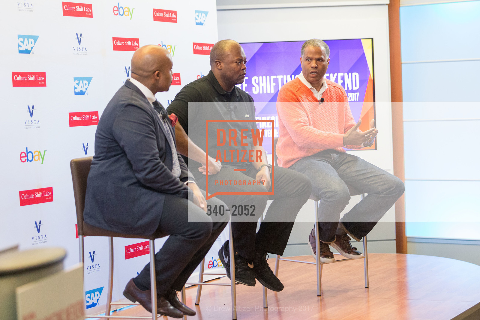 Mike Muse, Cheo Coker, Guy Primus, 3rd Annual Culture Shifting Weekend- Fireside Chat, SAP, 1st Floor Cafe. 3410 Hillview Avenue, April 21st, 2017, Photo #340-2052 Mike Muse, Cheo Coker, Guy Primus, Photo #340-2052