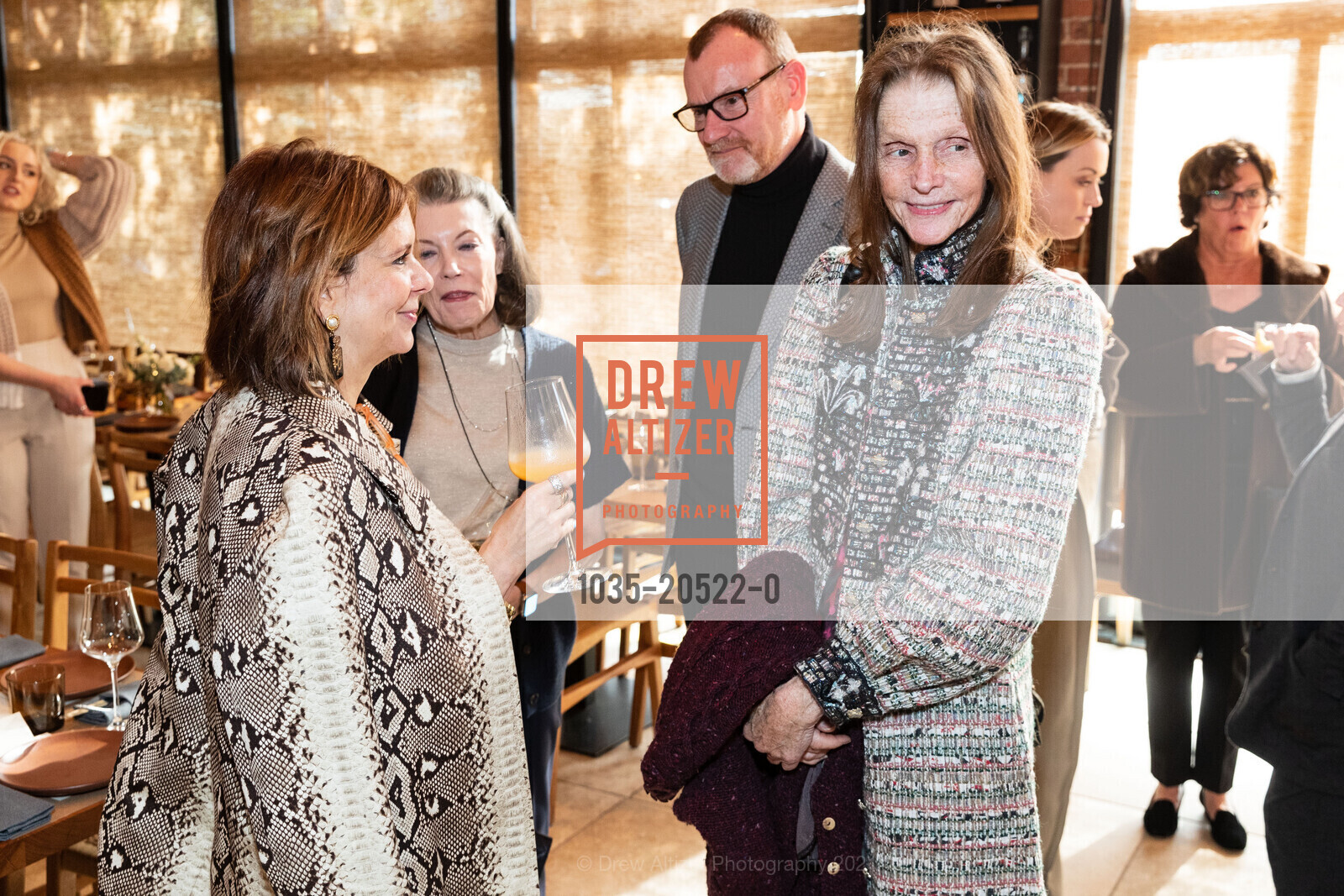 Donna Berg, Suzanne McCloskey, Mark Sullivan, Nikki Gorn, Neiman Marcus hosts Brunello Cucinelli Luncheon, Cotogna. 490 Pacific Ave, November 16th, 2021, Photo #1035-20522-0 Donna Berg, Suzanne McCloskey, Mark Sullivan, Nikki Gorn, Photo #1035-20522-0