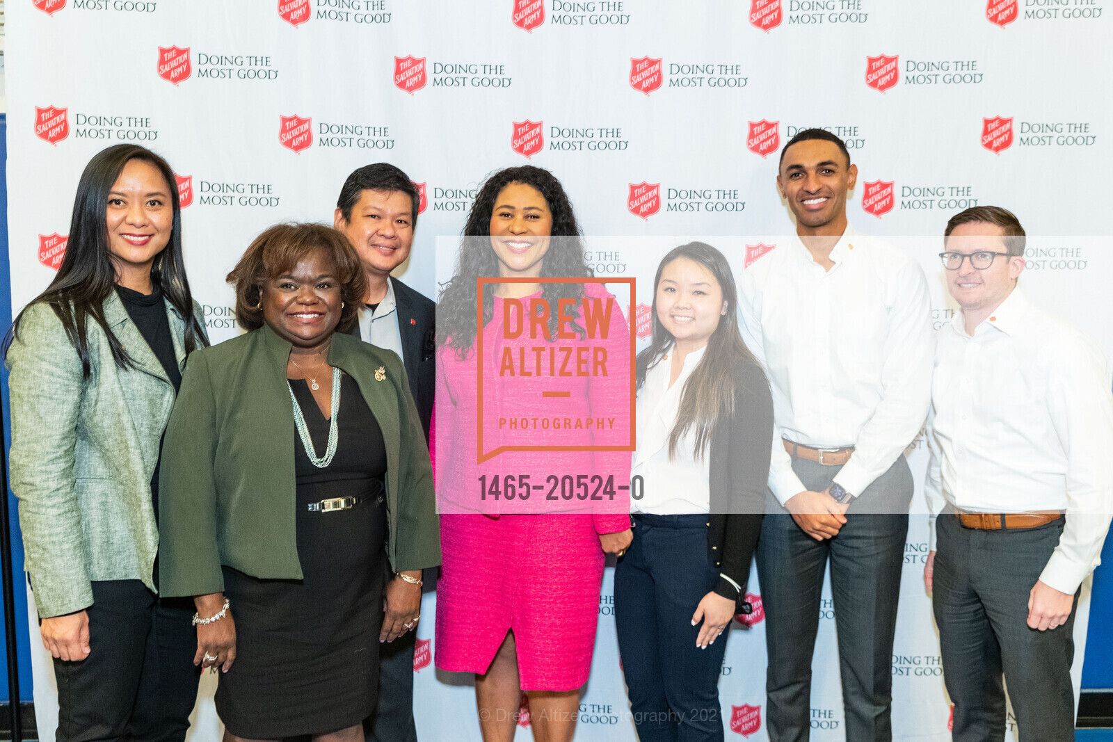 Jenny Mendoza, Lena Robinson, Anthony Pantarsiego, London Breed, Sandy Tan, Drew Ferwalt, Ken Cassidy, The Salvation Army's 18th Annual Holiday Luncheon, The Salvation Army Kroc Center. 240 Turk St, November 17th, 2021, Photo #1465-20524-0 Jenny Mendoza, Lena Robinson, Anthony Pantarsiego, London Breed, Sandy Tan, Drew Ferwalt, Ken Cassidy, Photo #1465-20524-0