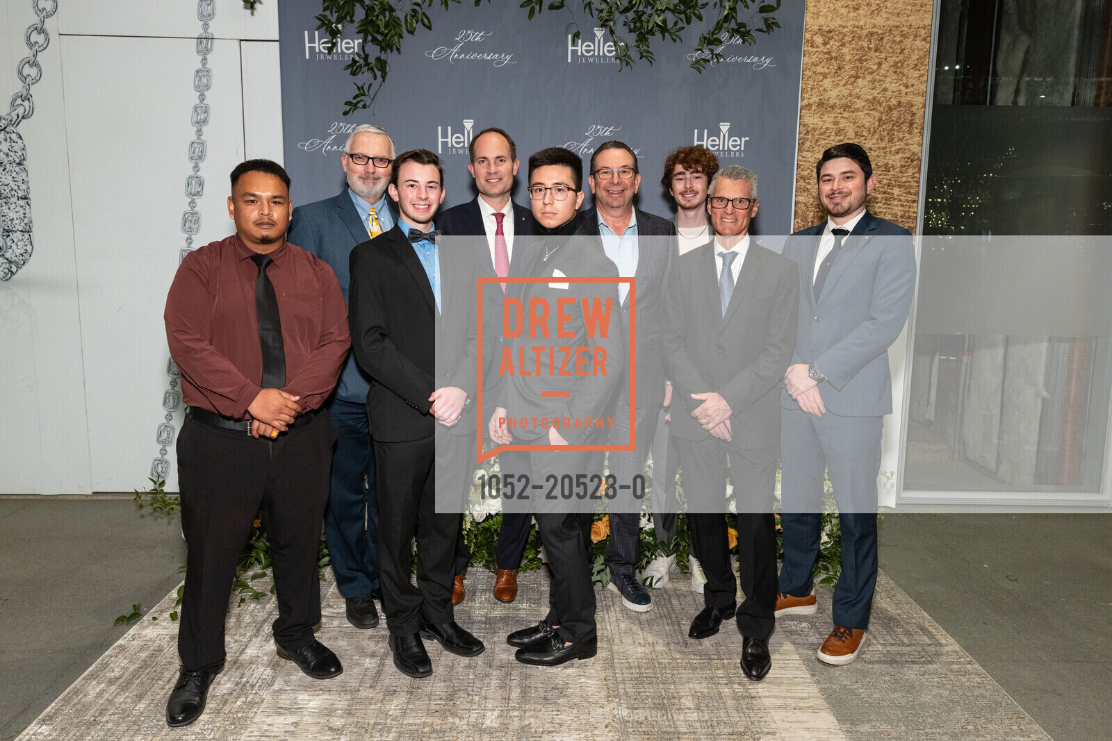 Ricky Om, David Rowley, Brock Uhl, Markus Martinez, Bleau Zy, Scott Heller, Marc Heller, Joe Bottaro, Brandon Heller, Heller Jewelers 25th Anniversary Party, Heller Jewelers. 6000 Bollinger Canyon Rd, November 18th, 2021, Photo #1052-20528-0 Ricky Om, David Rowley, Brock Uhl, Markus Martinez, Bleau Zy, Scott Heller, Marc Heller, Joe Bottaro, Brandon Heller, Photo #1052-20528-0